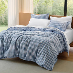 PureWoven™ Washed Cotton Gingham Duvet Cover Set
