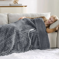 Heated Striped Flannel Blanket