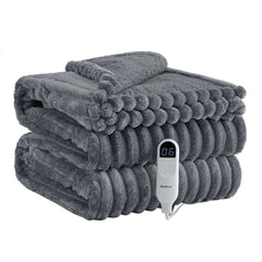 Heated Striped Flannel Blanket