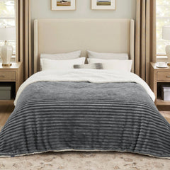Jacquard Striped Shaggy Sherpa Blanket