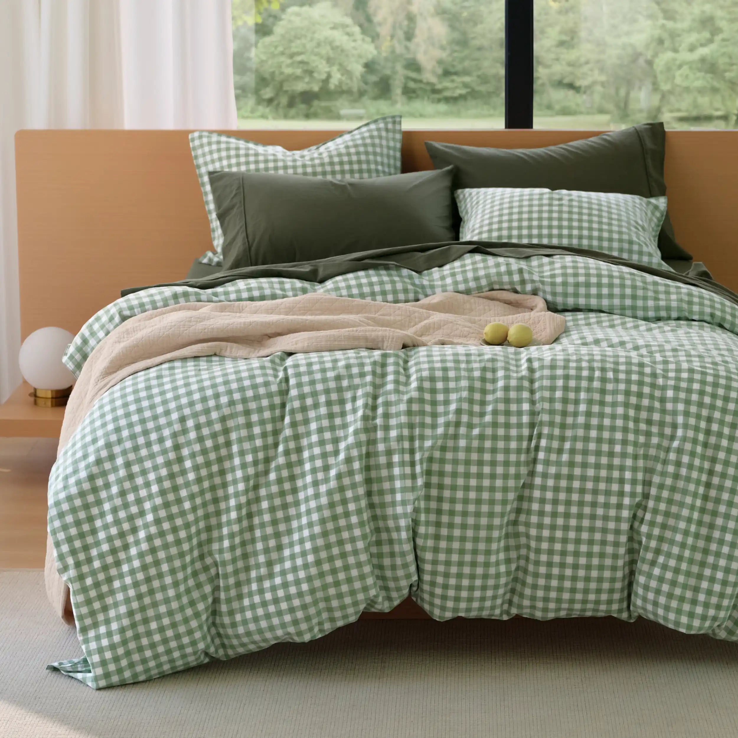 PureWoven™ Washed Cotton Gingham Duvet Cover Set