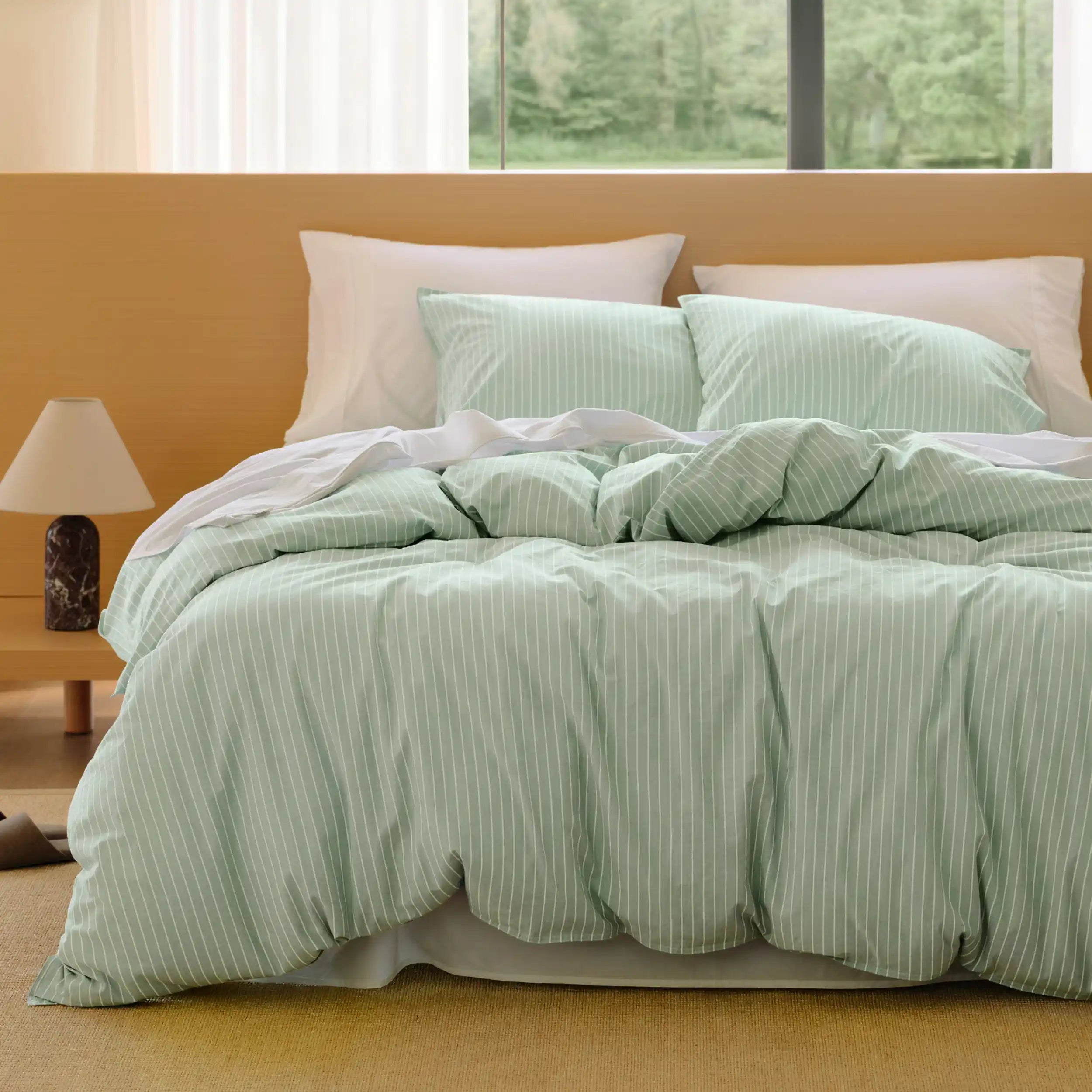 PureWoven™ Washed Cotton Striped Duvet Cover Set
