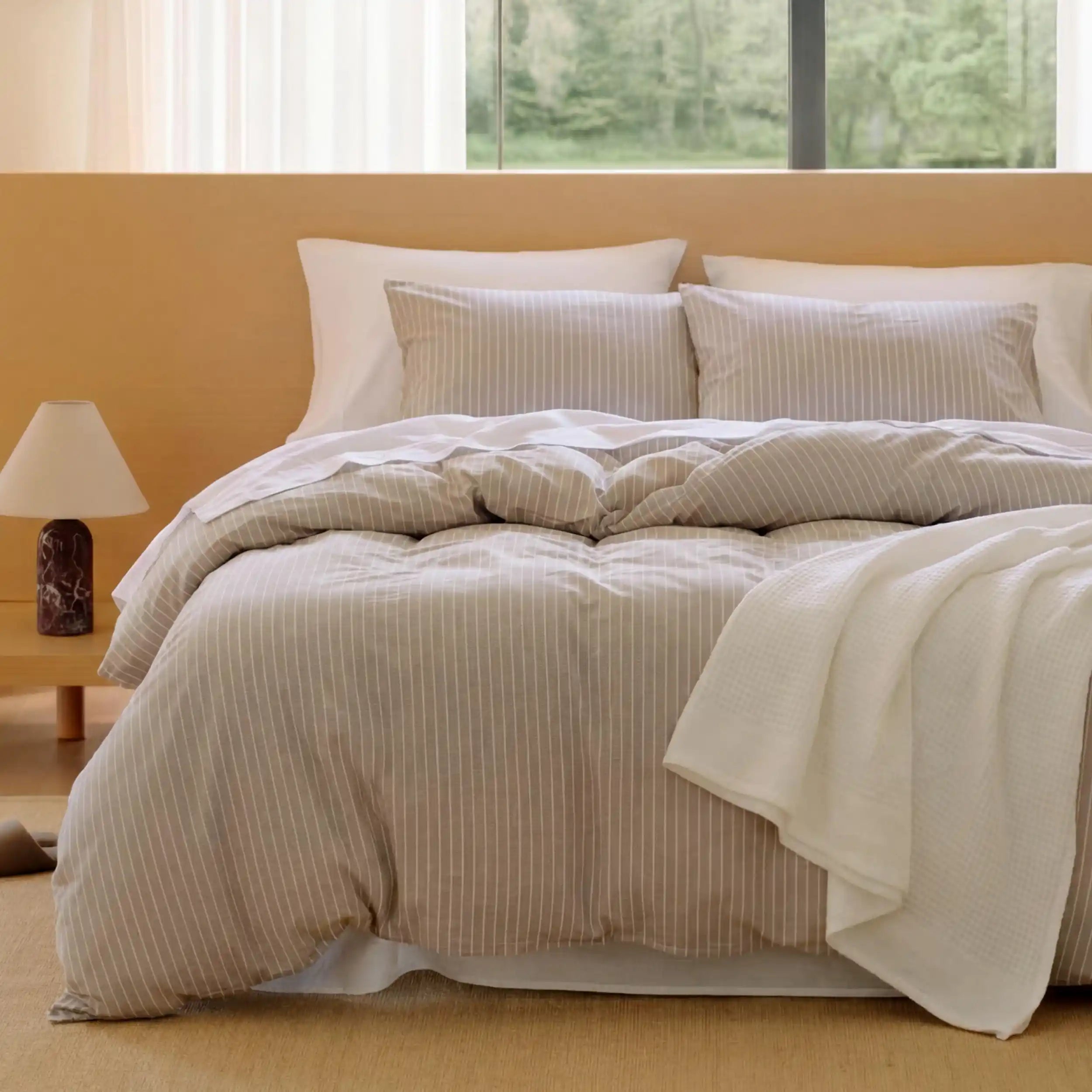 PureWoven™ Washed Cotton Striped Duvet Cover Set