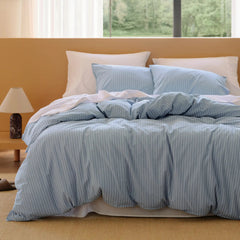 PureWoven™ Washed Cotton Striped Duvet Cover Set