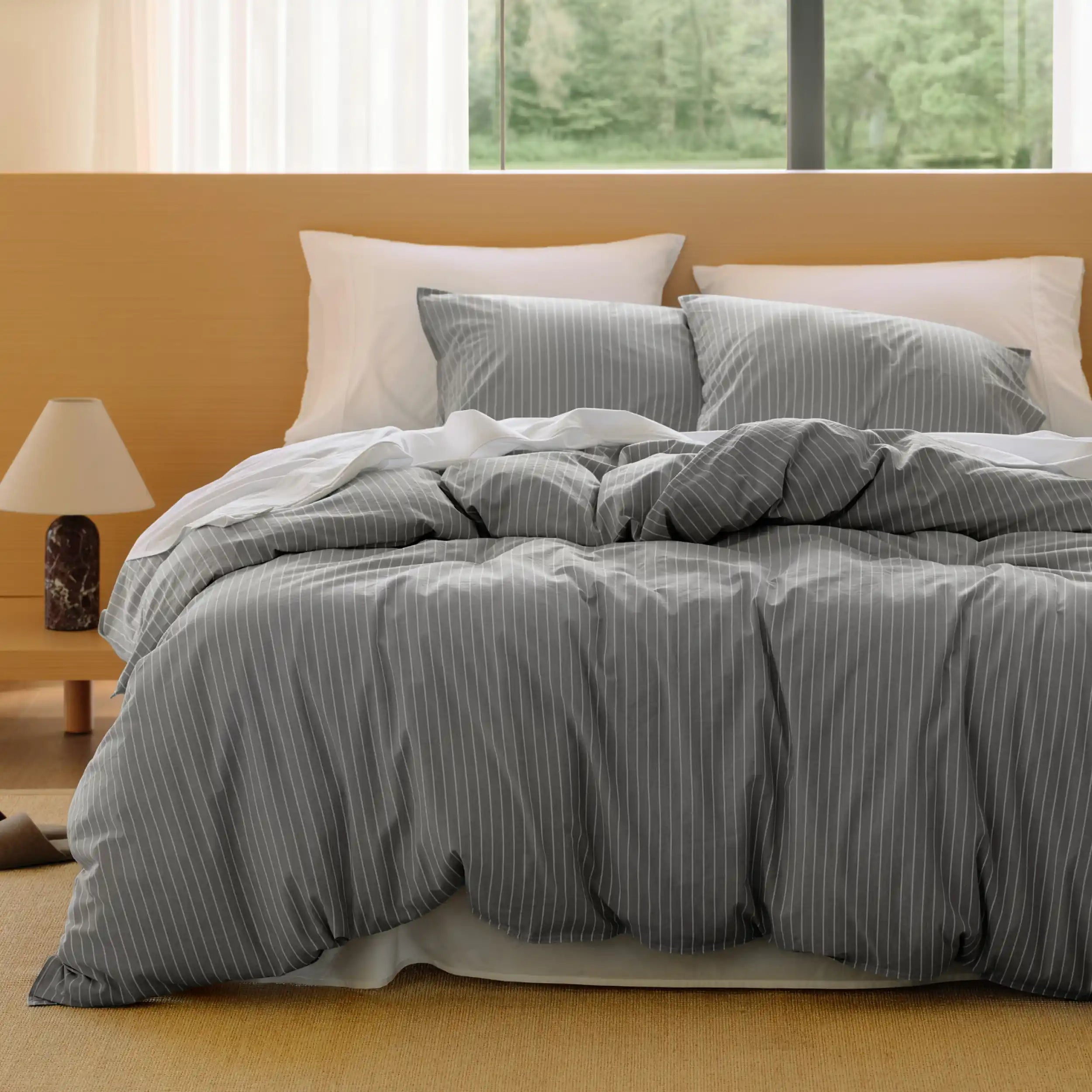 PureWoven™ Washed Cotton Striped Duvet Cover Set