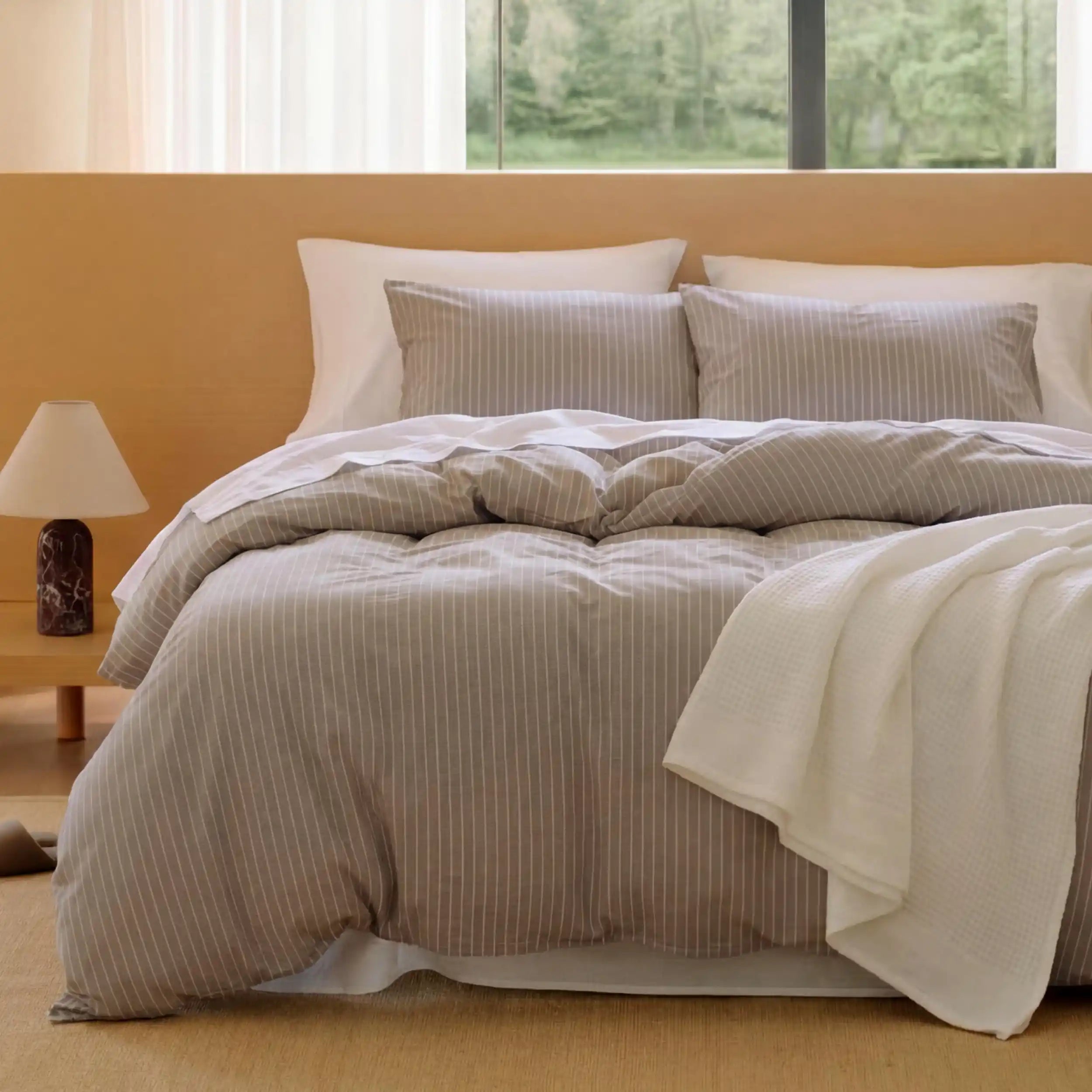 PureWoven™ Washed Cotton Striped Duvet Cover Set