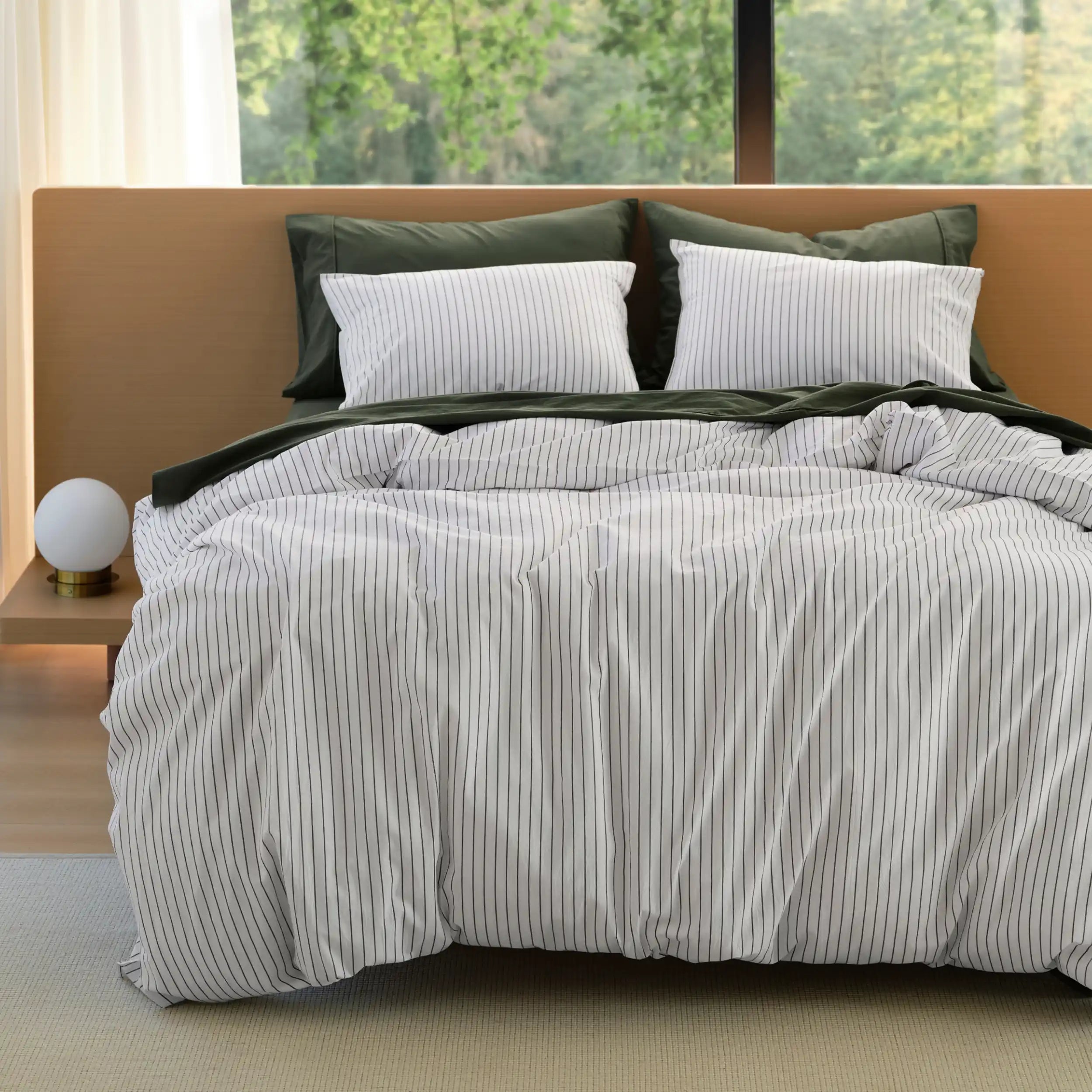 PureWoven™ Washed Cotton Striped Duvet Cover Set