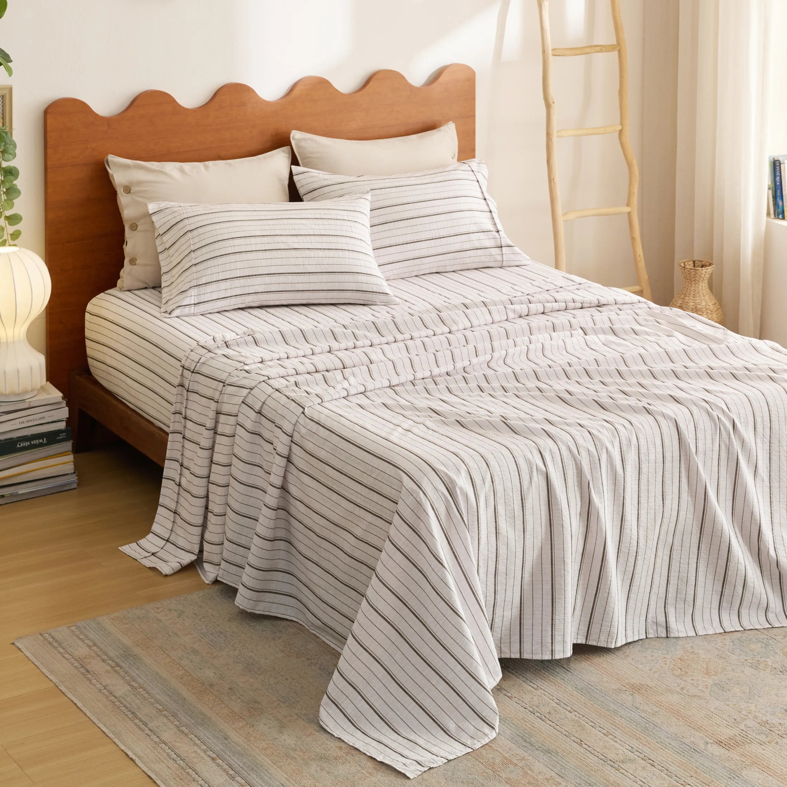 Cotton-Like Striped Sheet Set