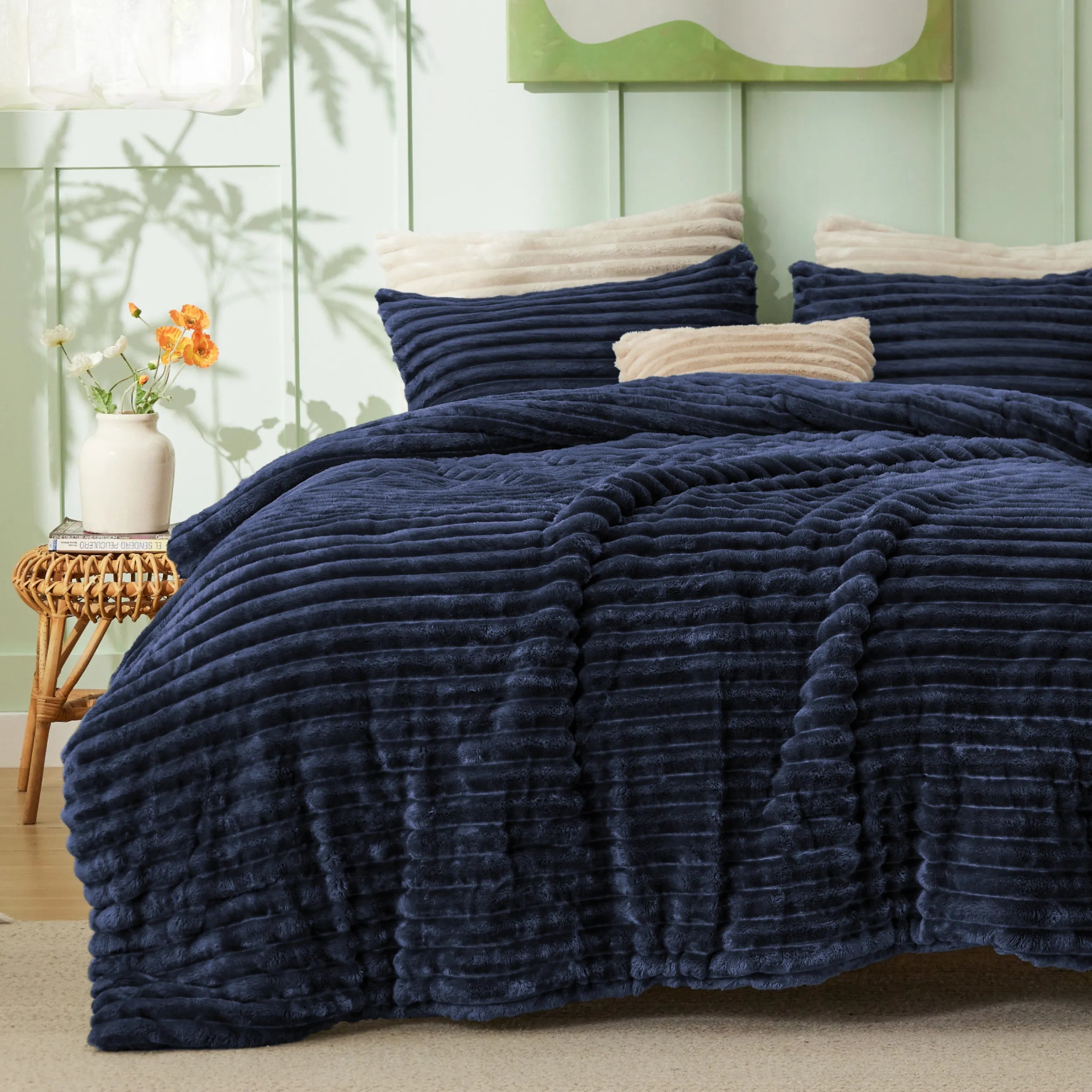 Striped Flannel Comforter Set