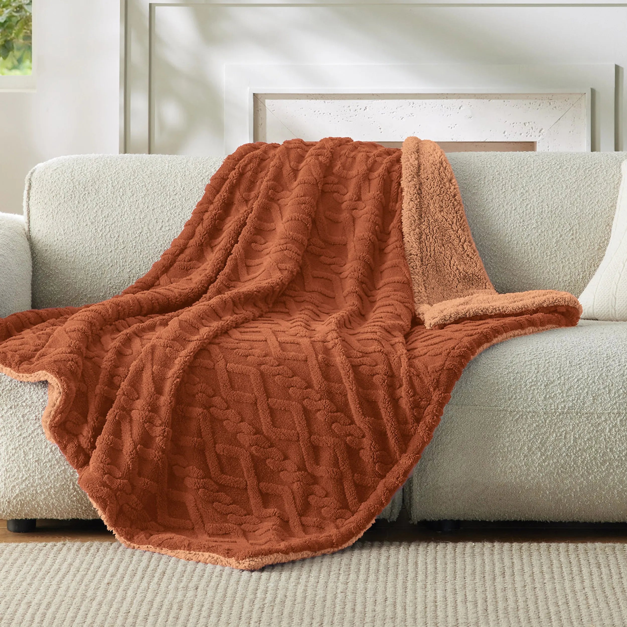 Cozy Sherpa Throw Blanket for Couch