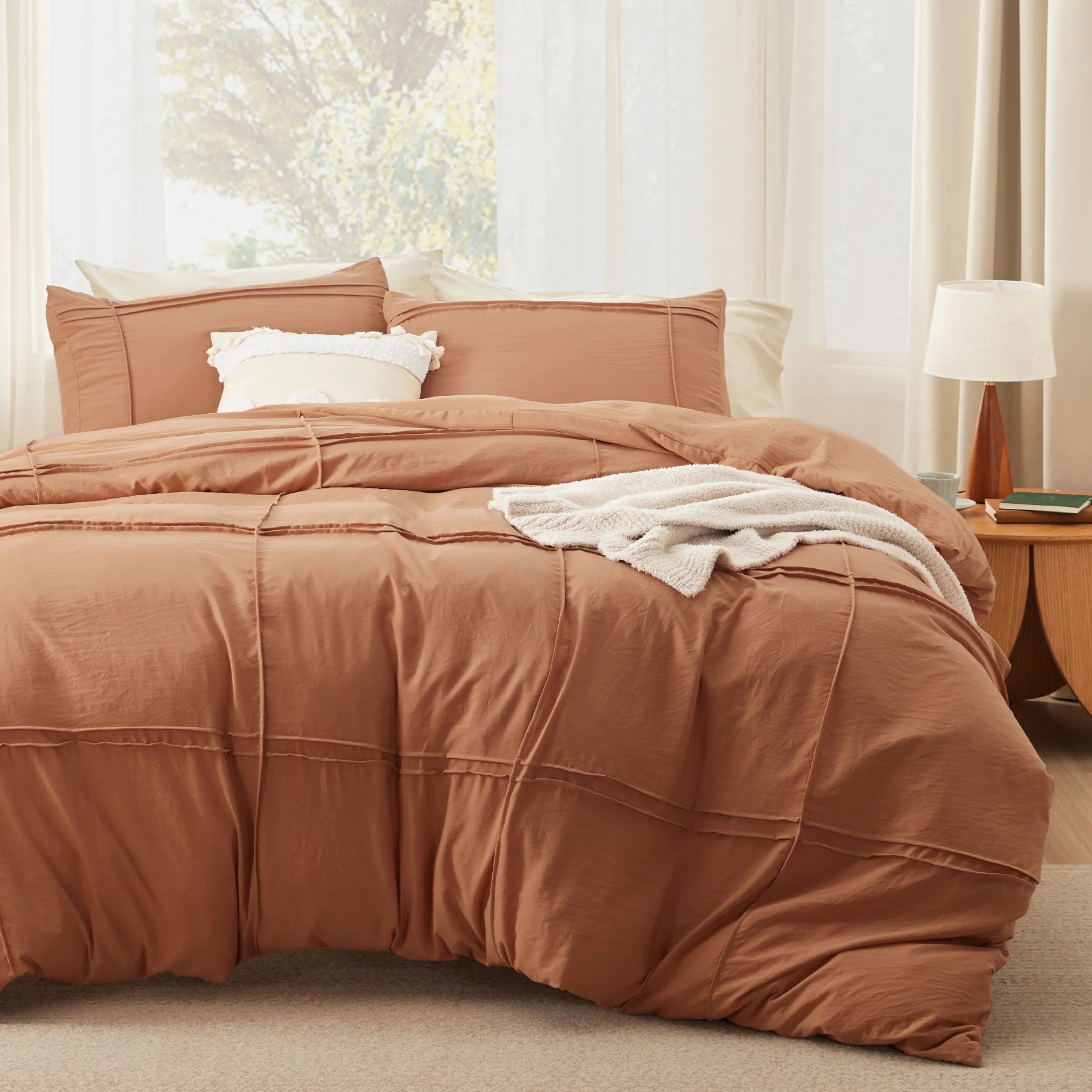 Striped Tufted Embroidered Duvet Cover Set