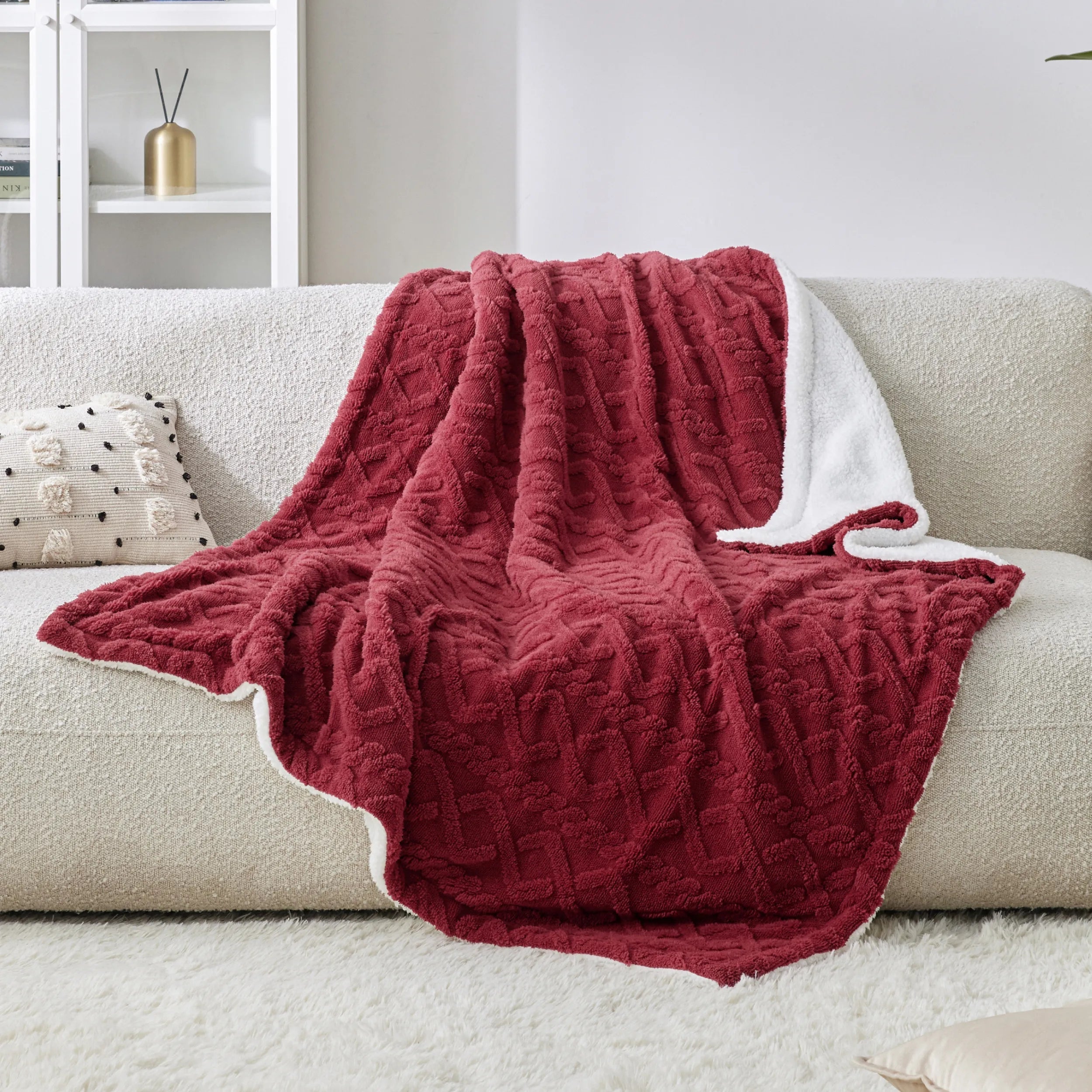 Cozy Sherpa Throw Blanket for Couch
