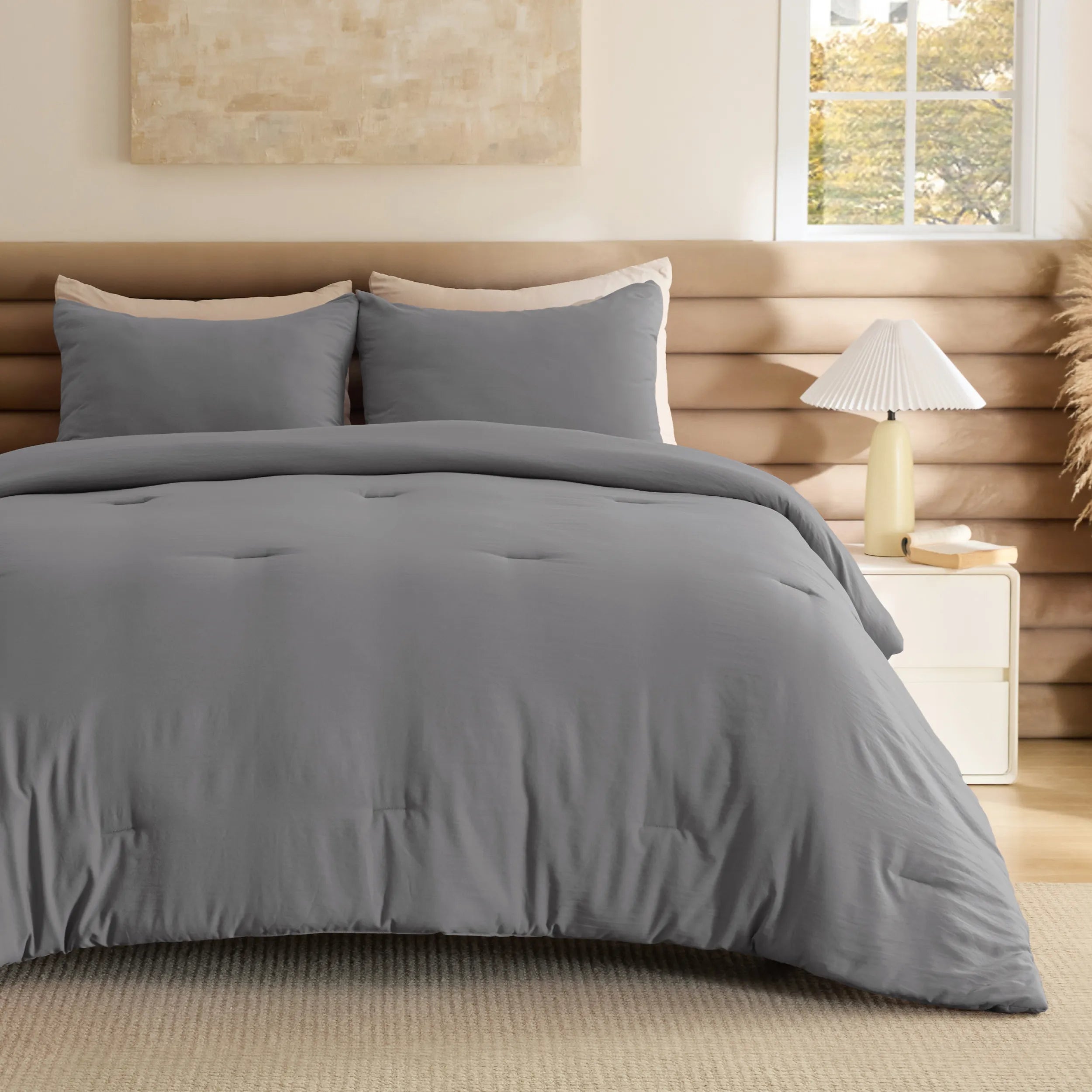 Pre-Washed Solid Comforter Set