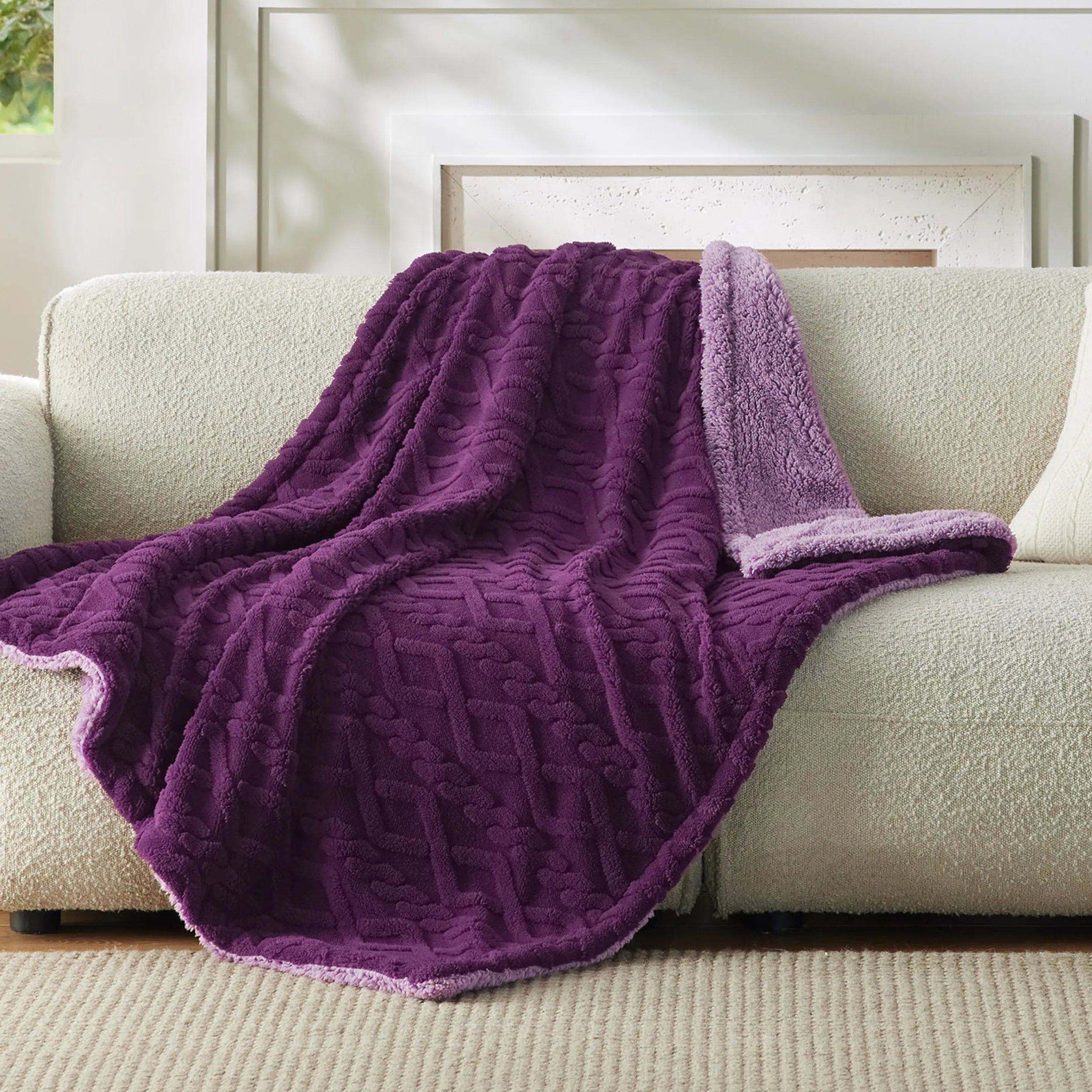 Cozy Sherpa Throw Blanket for Couch