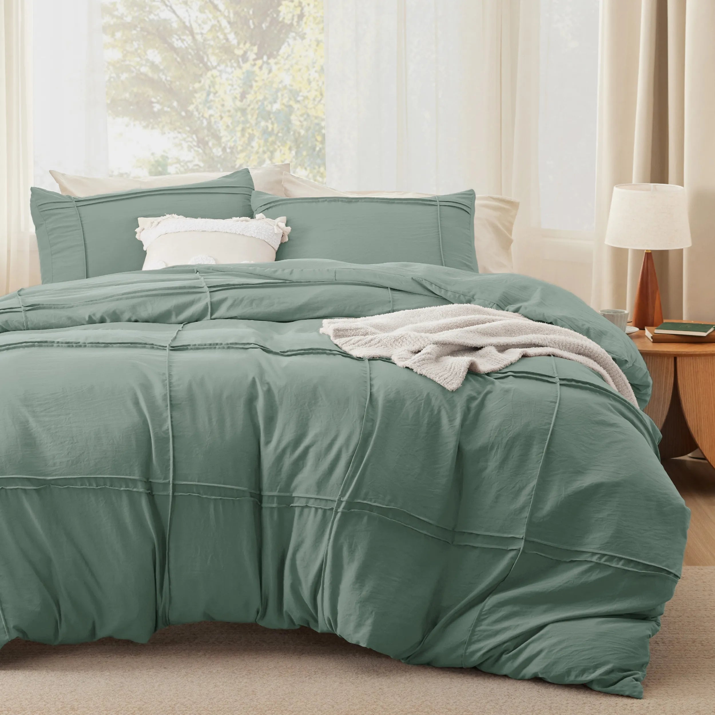 Striped Tufted Embroidered Duvet Cover Set