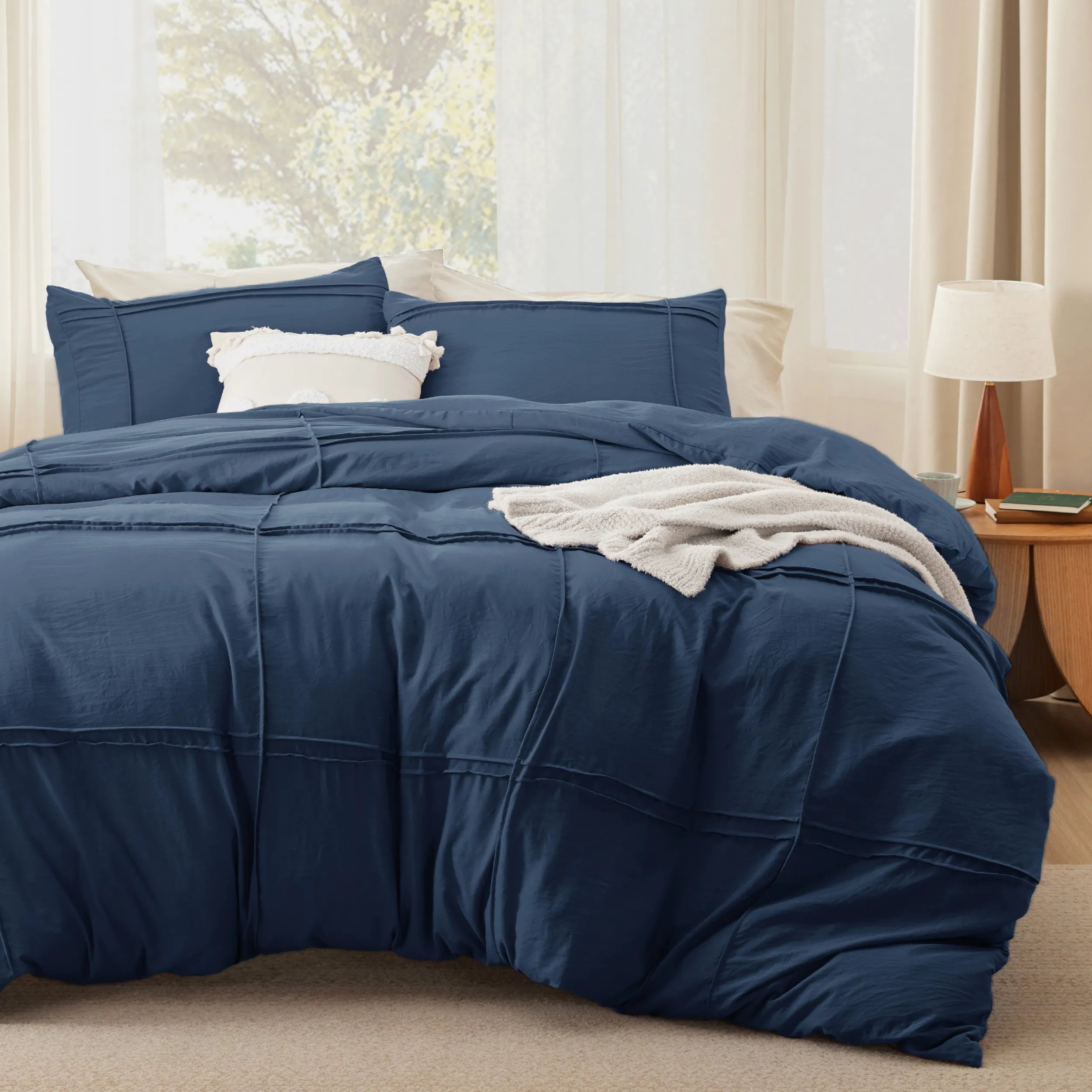 Striped Tufted Embroidered Duvet Cover Set