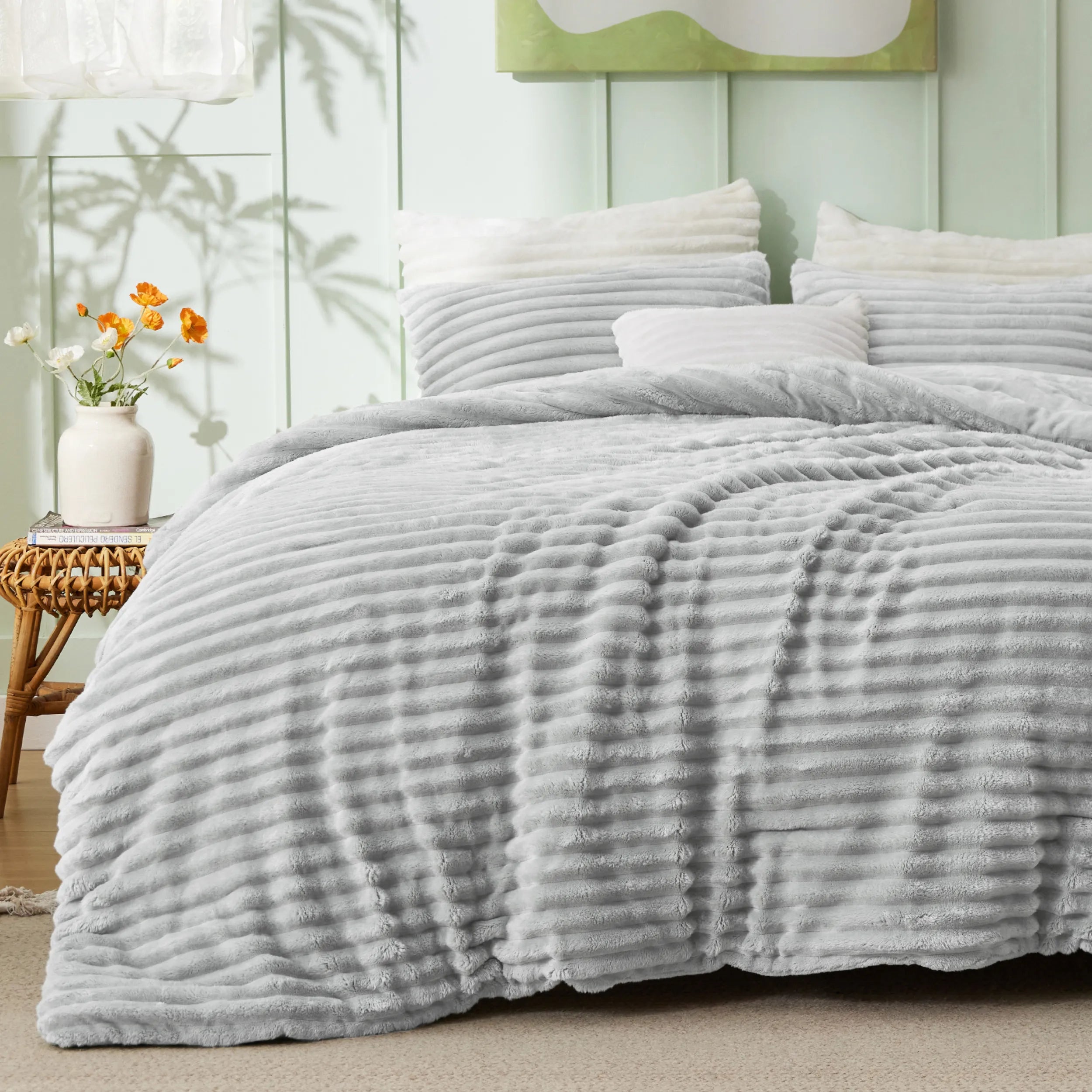 Striped Flannel Comforter Set