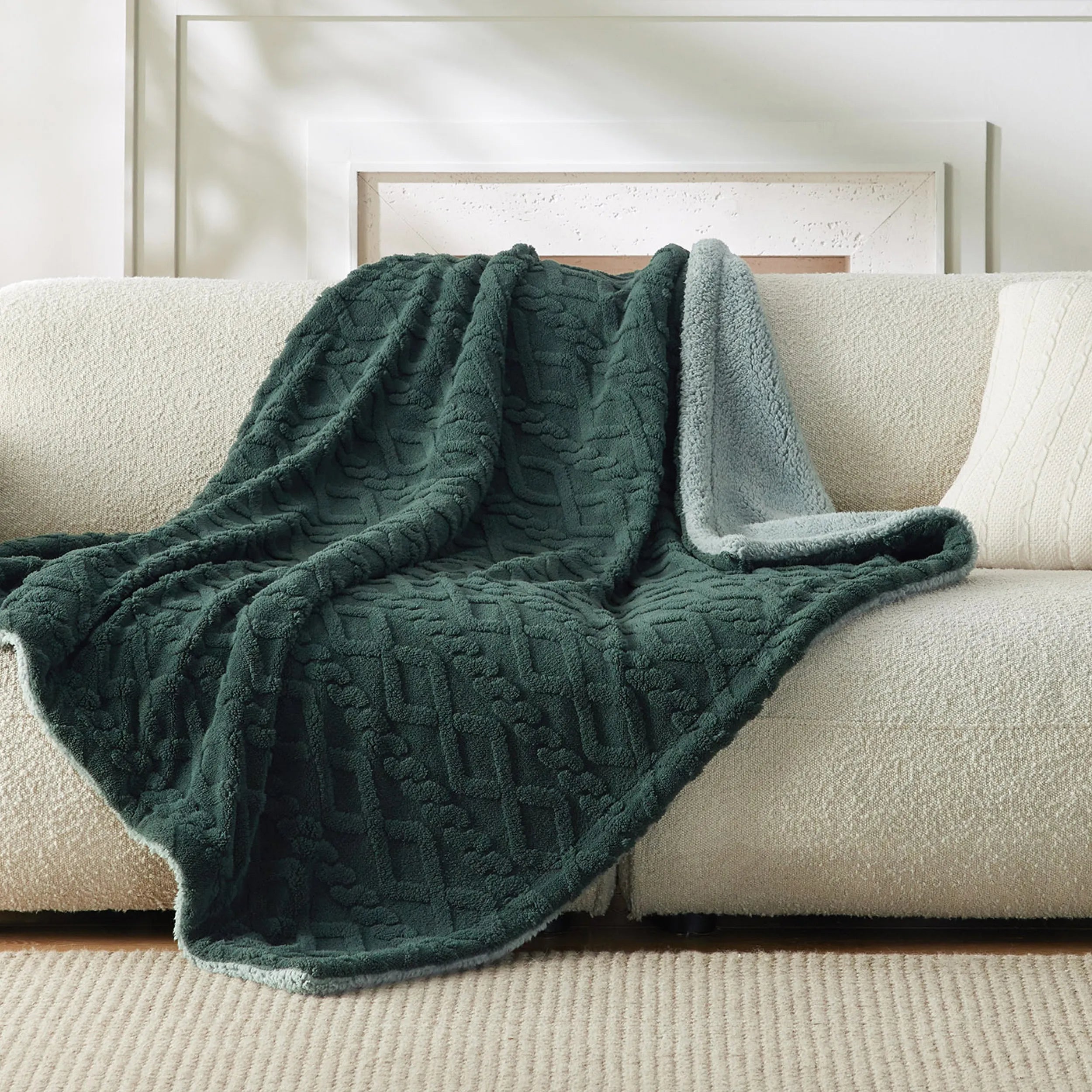 Cozy Sherpa Throw Blanket for Couch