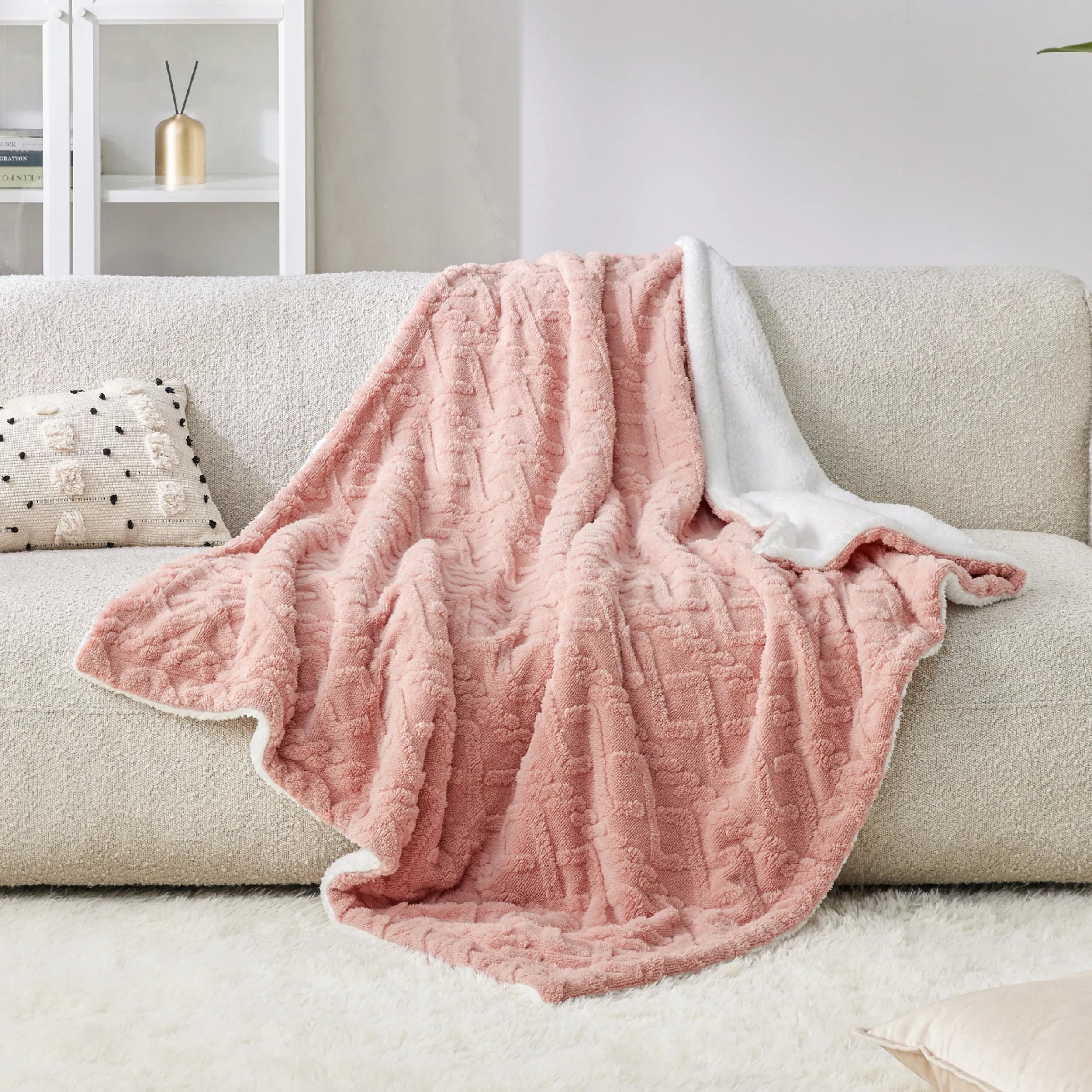 Cozy Sherpa Throw Blanket for Couch