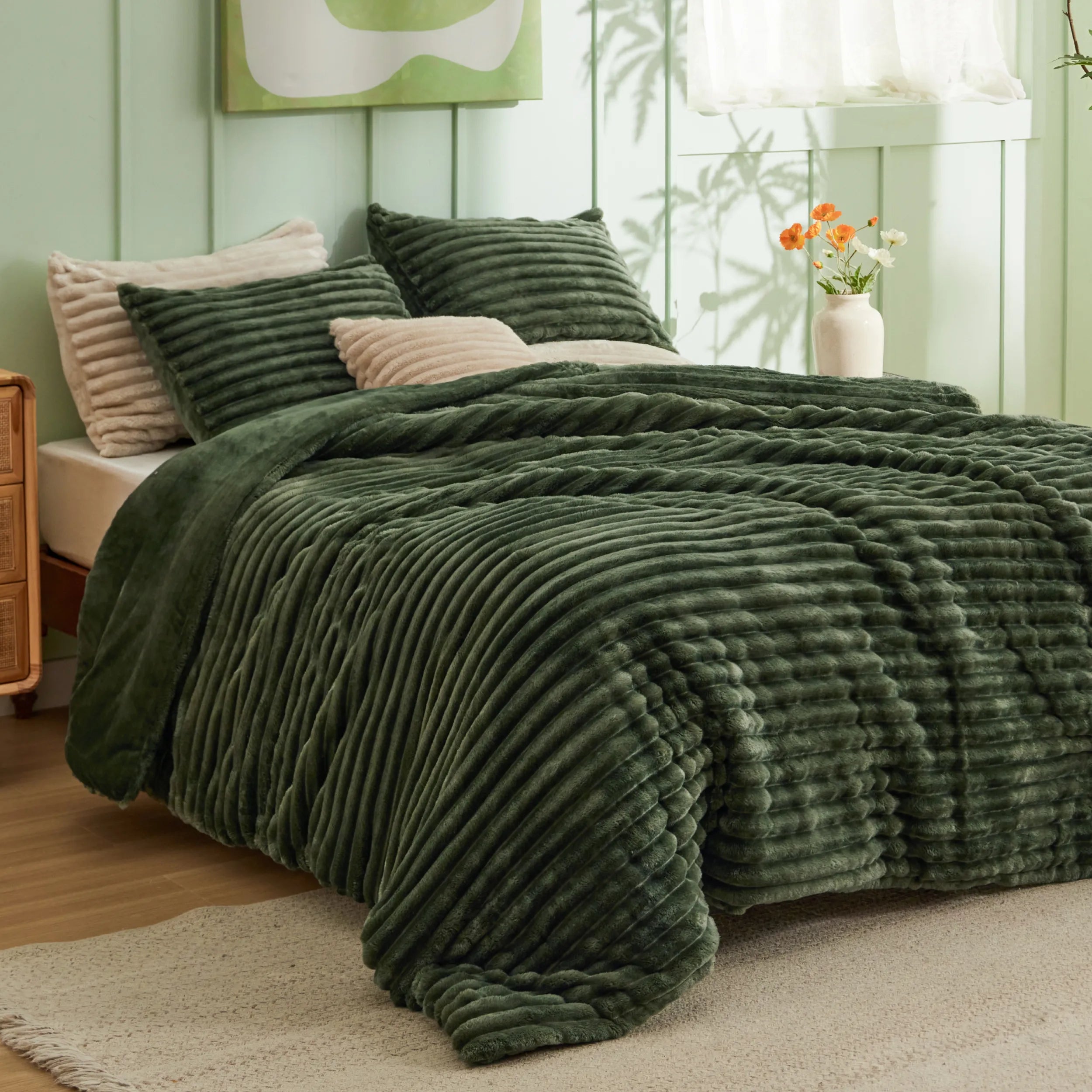 Striped Flannel Comforter Set