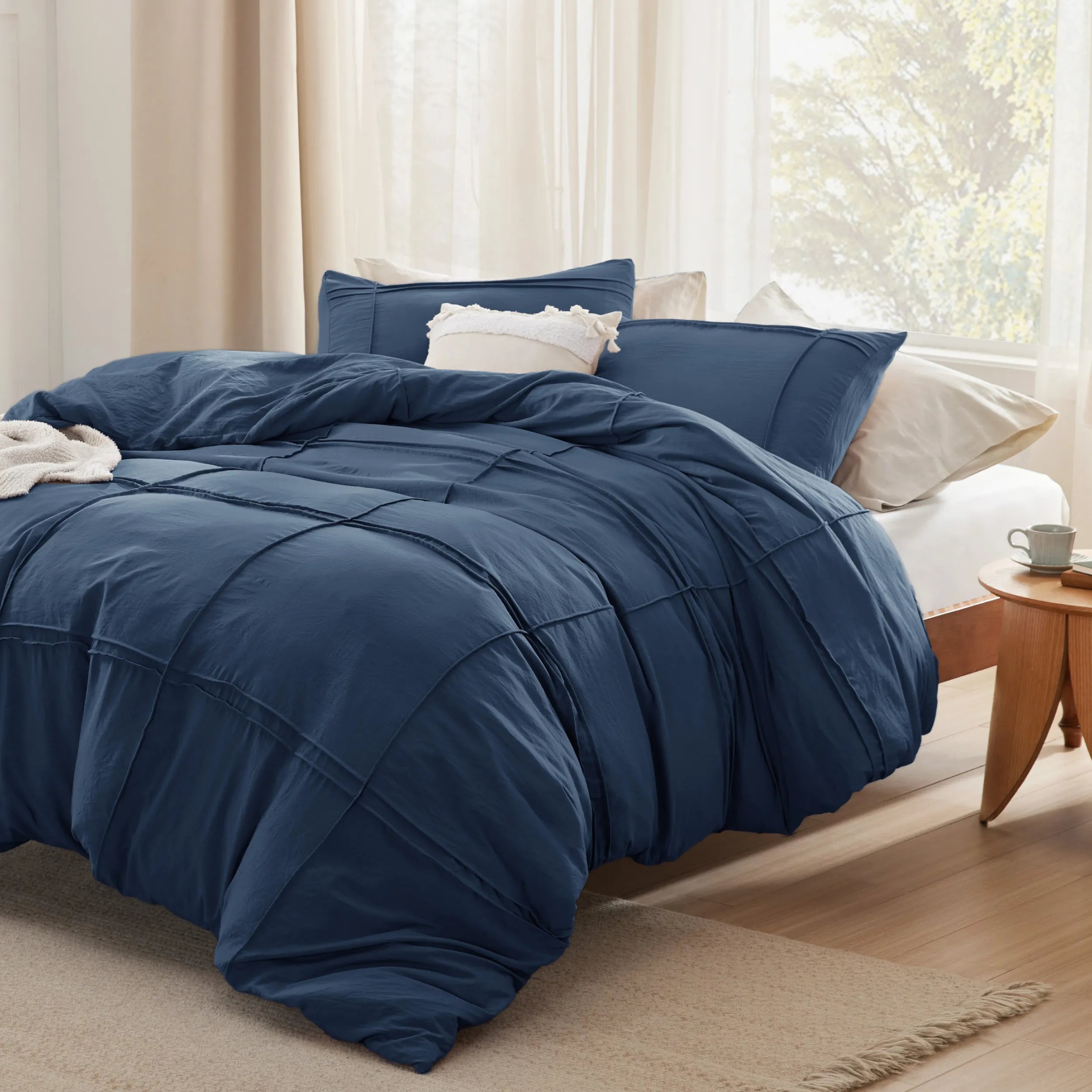 Striped Tufted Embroidered Duvet Cover Set