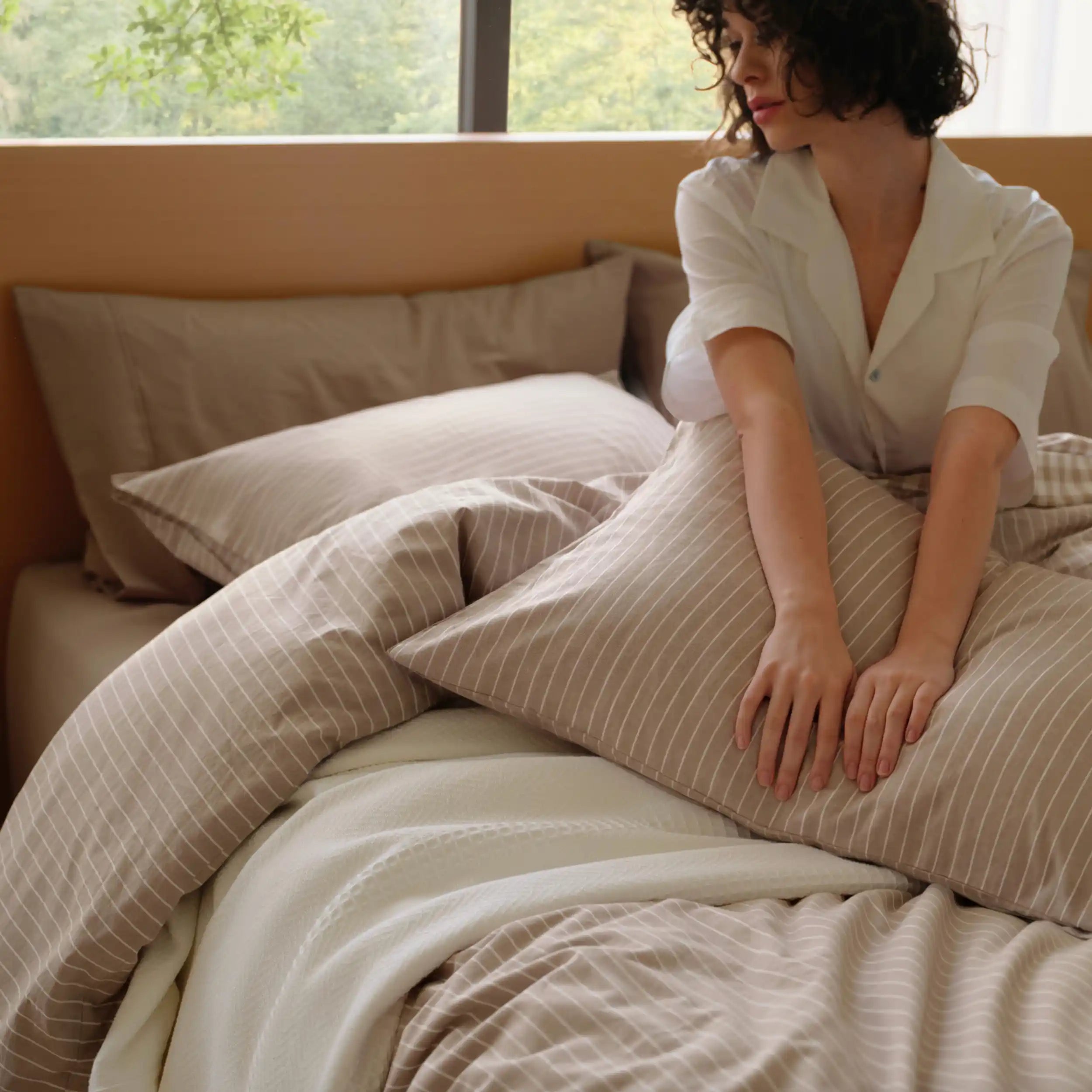 PureWoven™ Washed Cotton Striped Duvet Cover Set