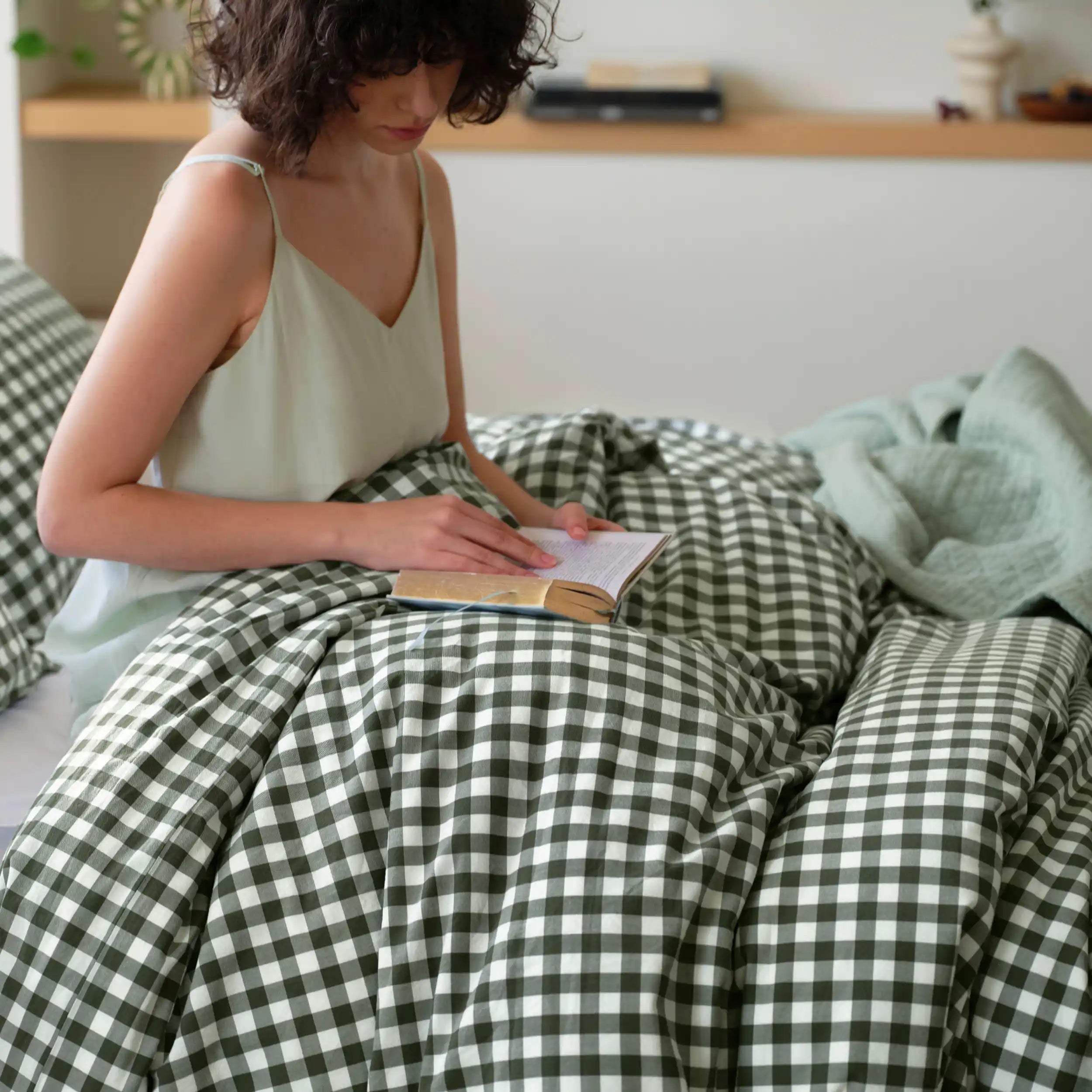 PureWoven™ Washed Cotton Gingham Duvet Cover Set