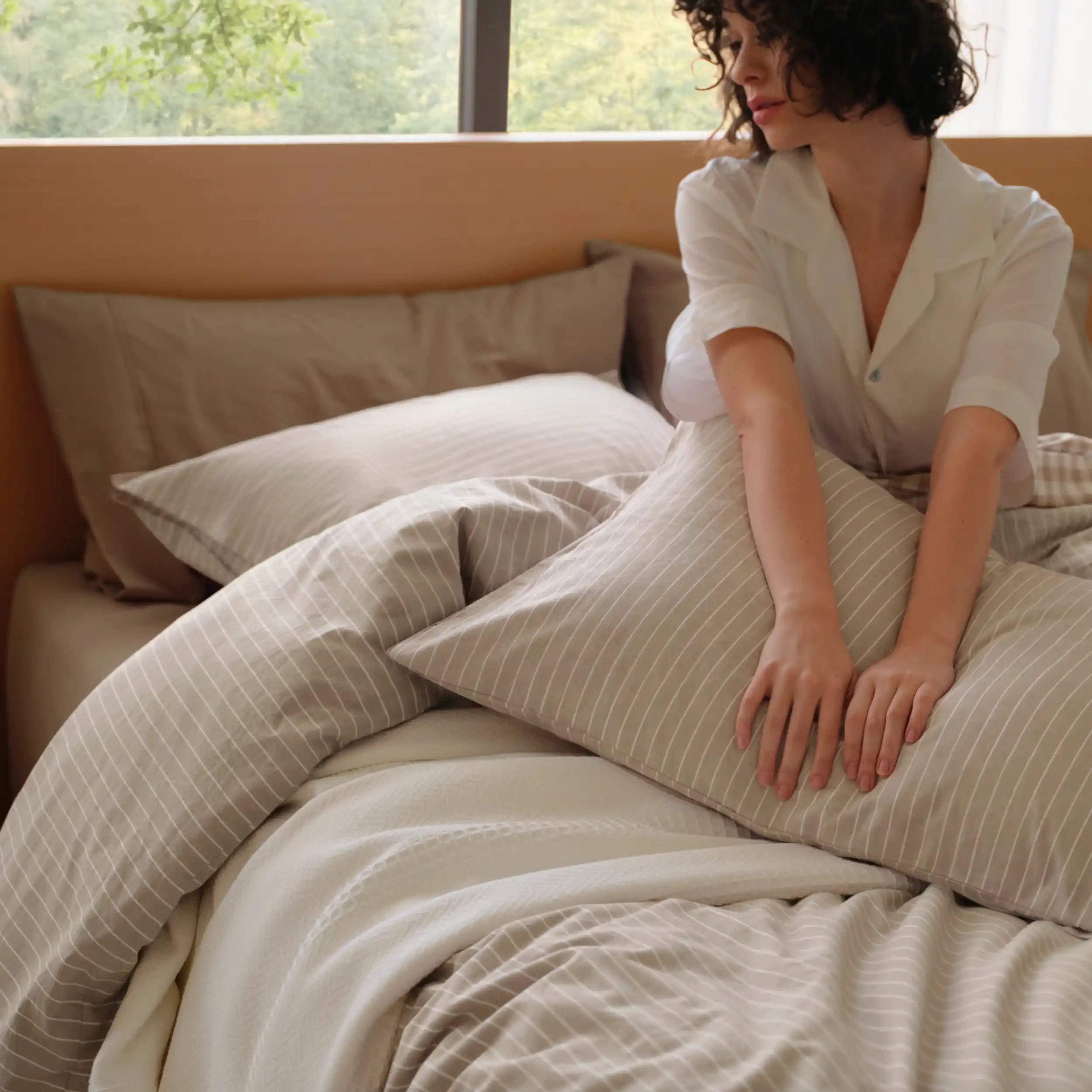PureWoven™ Washed Cotton Striped Duvet Cover Set