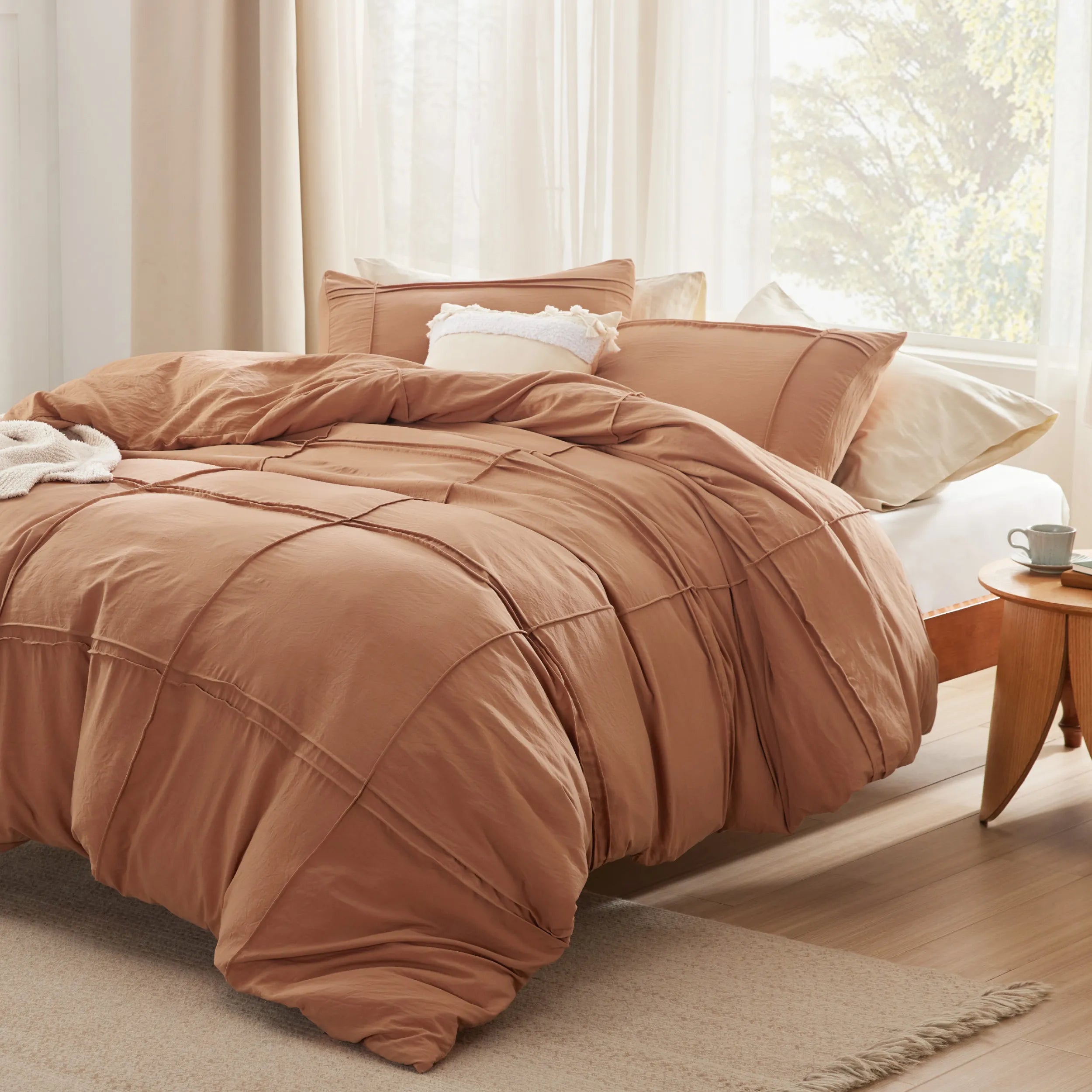 Striped Tufted Embroidered Duvet Cover Set