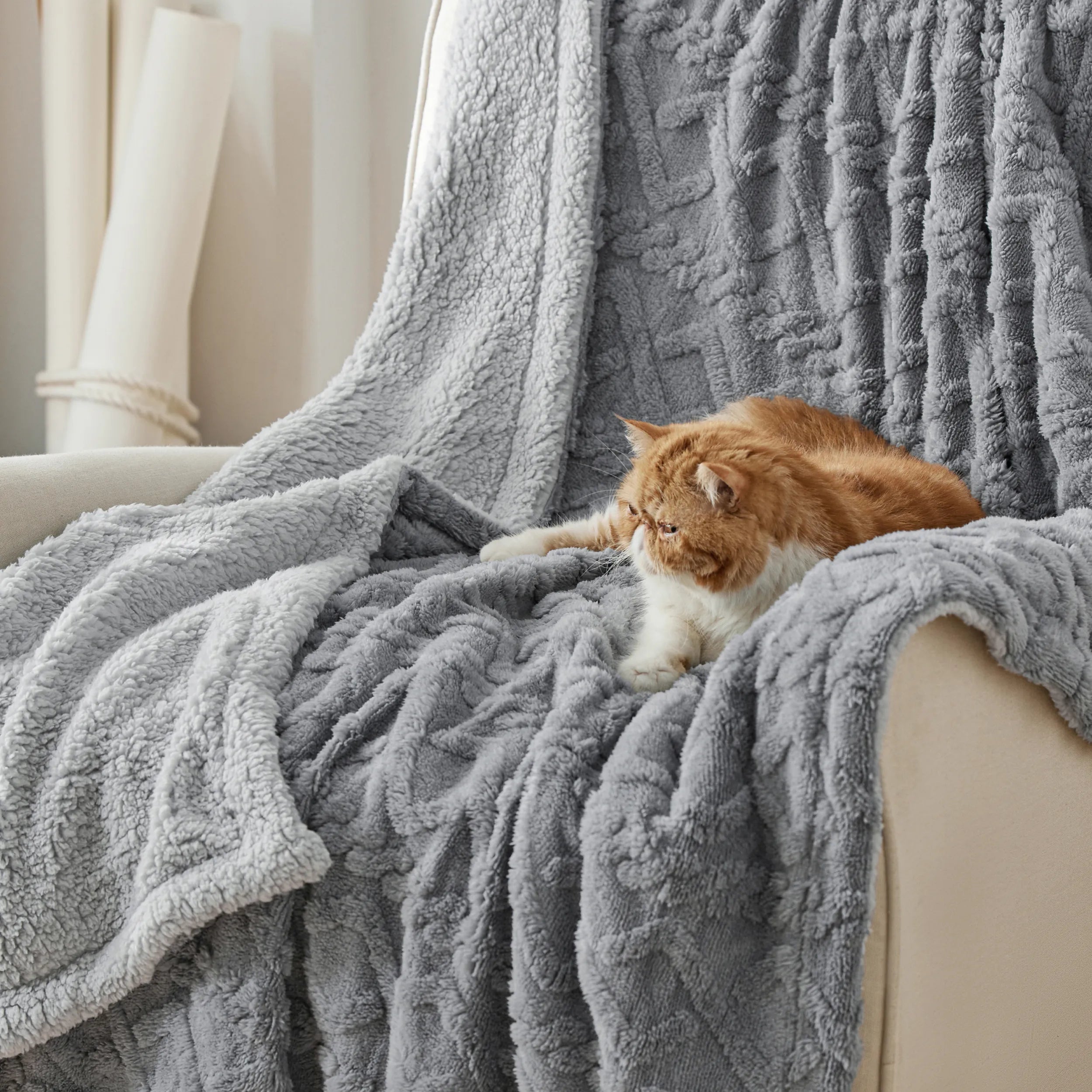 Cozy Sherpa Throw Blanket for Couch