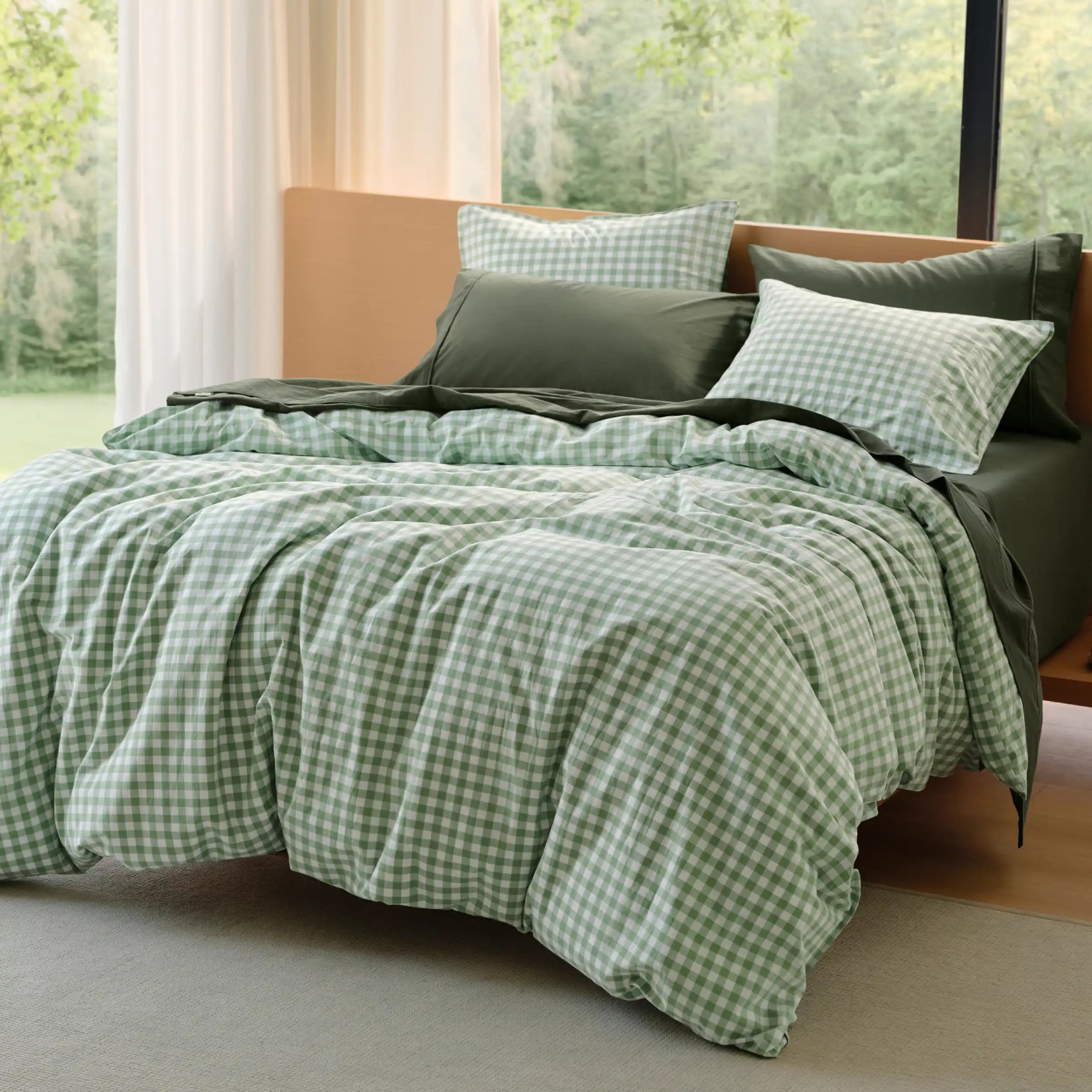 PureWoven™ Washed Cotton Gingham Duvet Cover Set