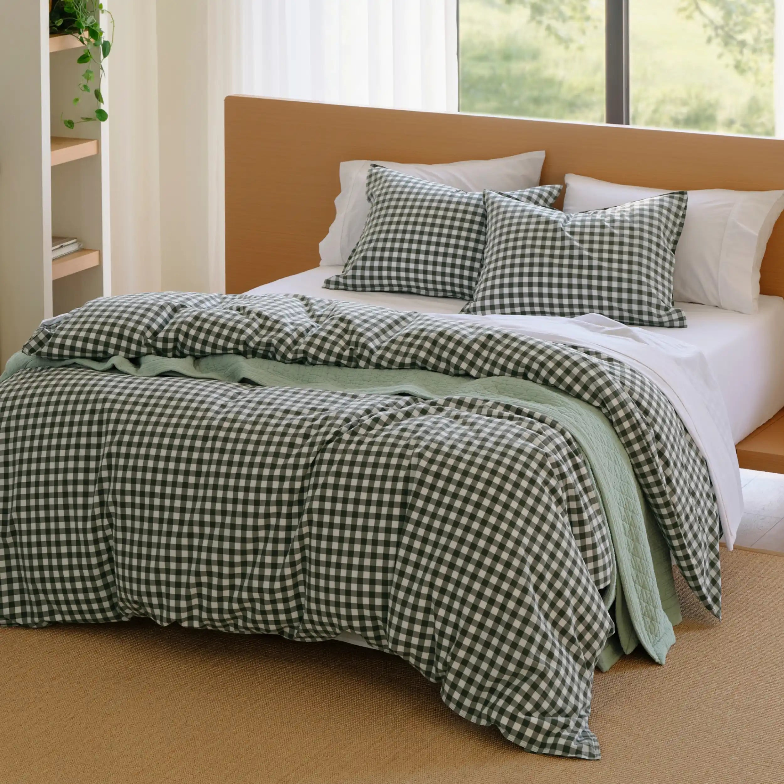 PureWoven™ Washed Cotton Gingham Duvet Cover Set