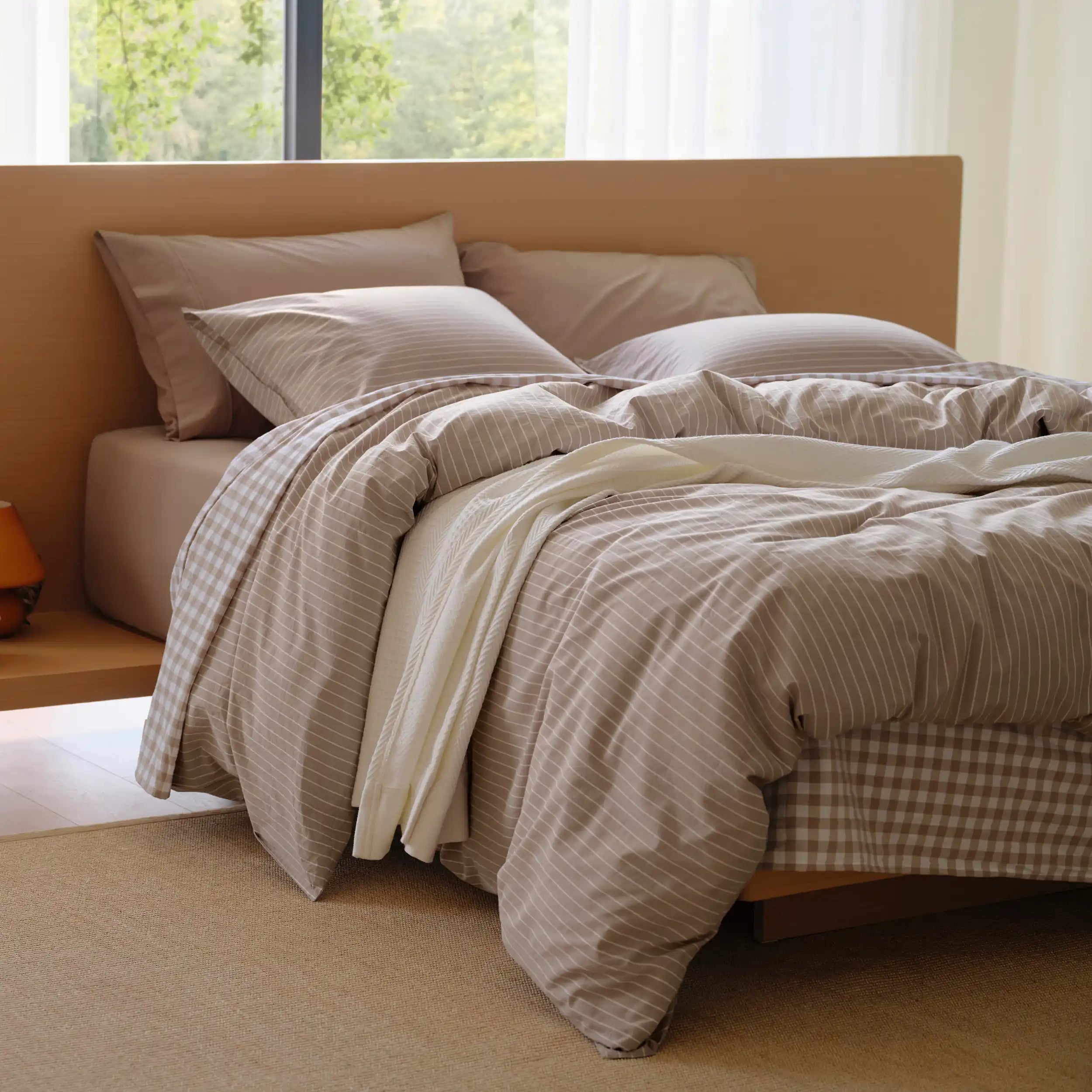 PureWoven™ Washed Cotton Striped Duvet Cover Set