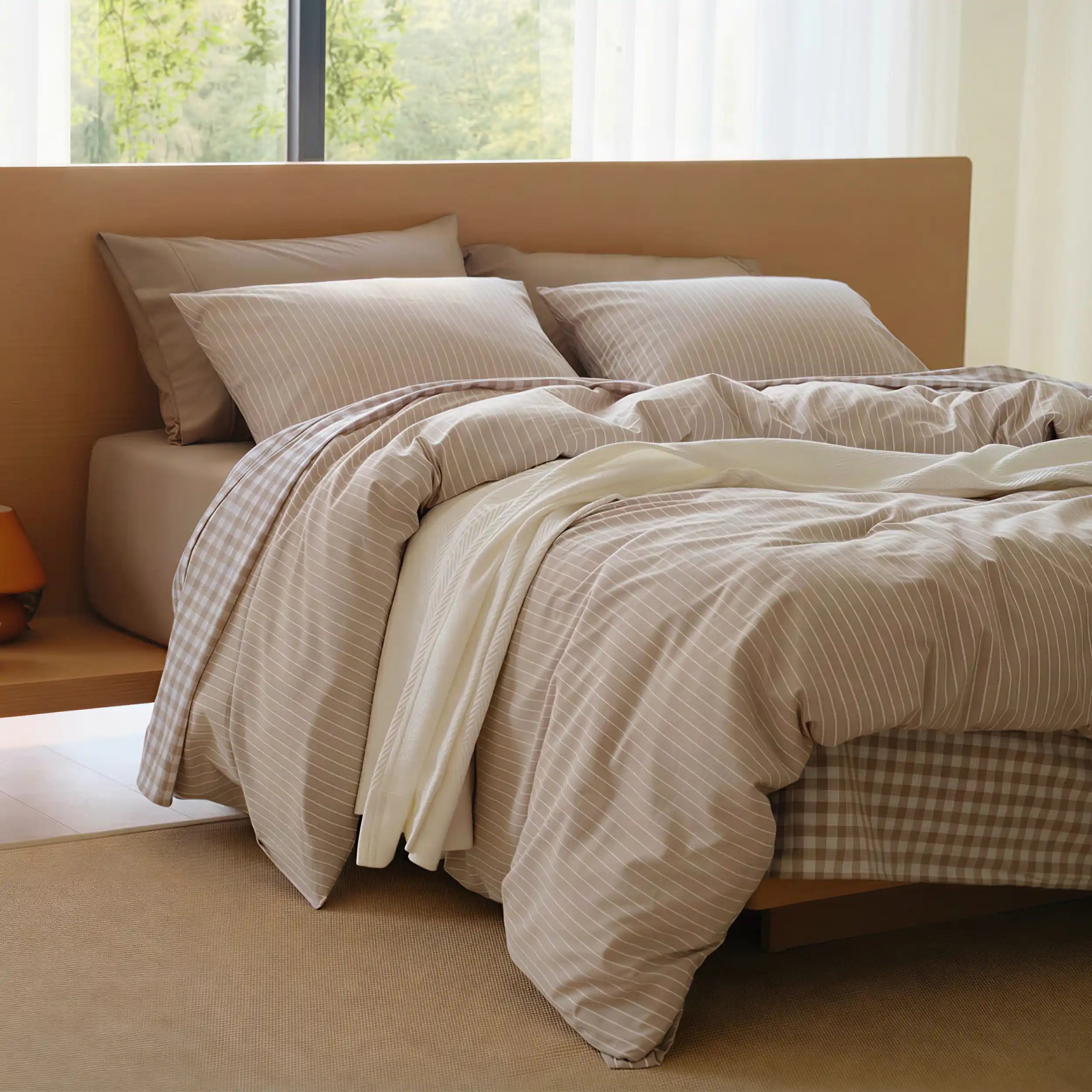 PureWoven™ Washed Cotton Striped Duvet Cover Set