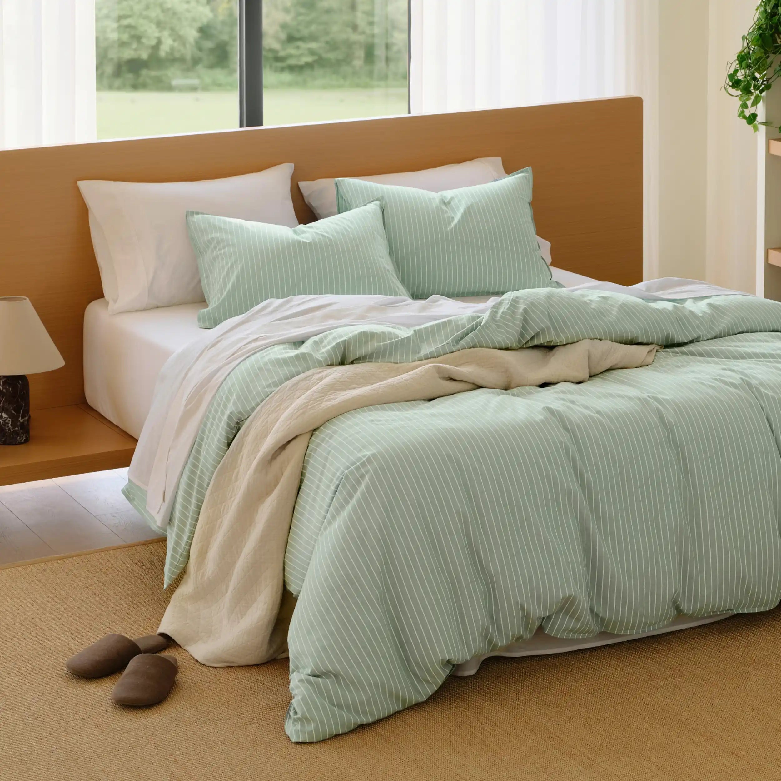 PureWoven™ Washed Cotton Striped Duvet Cover Set