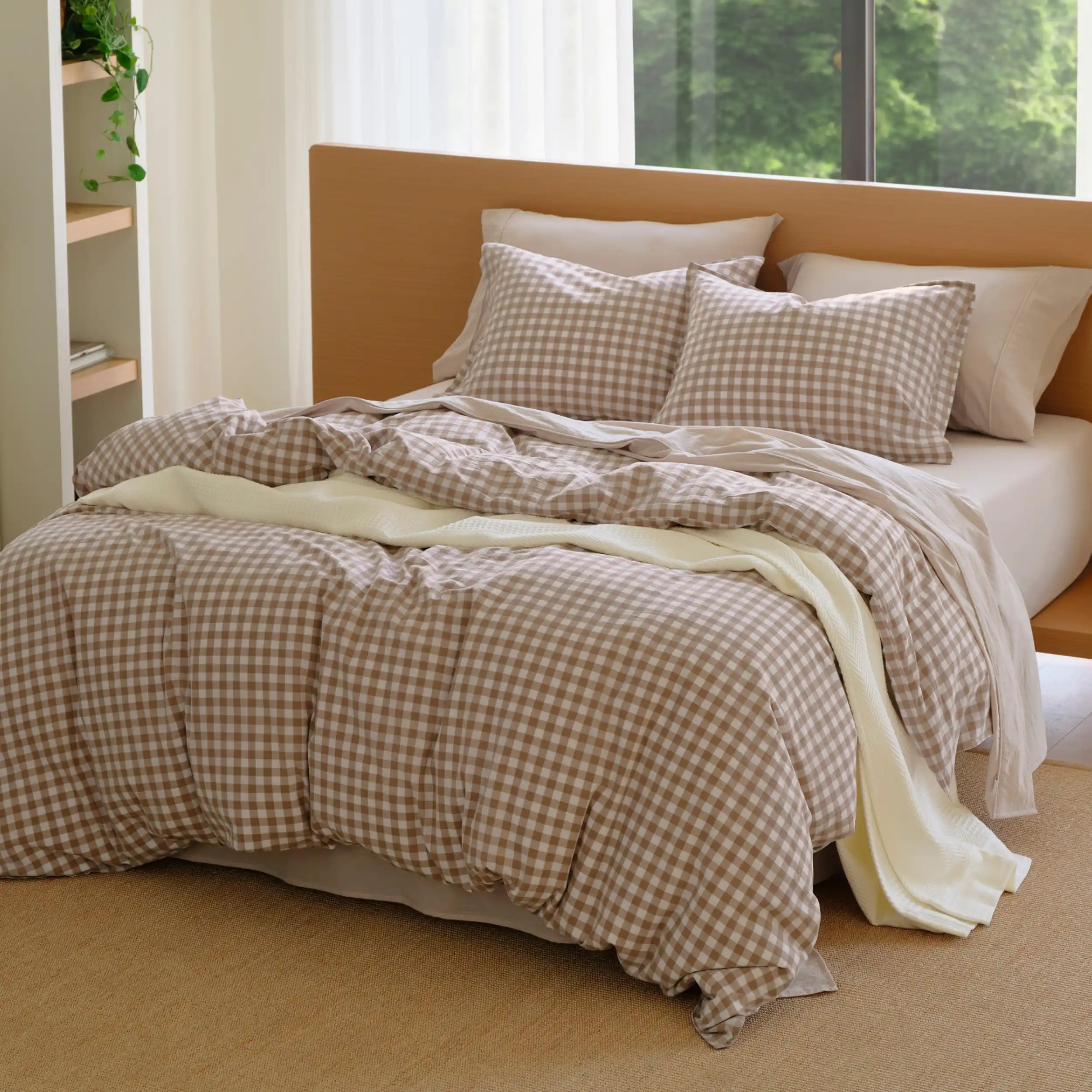 PureWoven™ Washed Cotton Gingham Duvet Cover Set