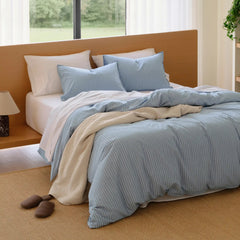 PureWoven™ Washed Cotton Striped Duvet Cover Set