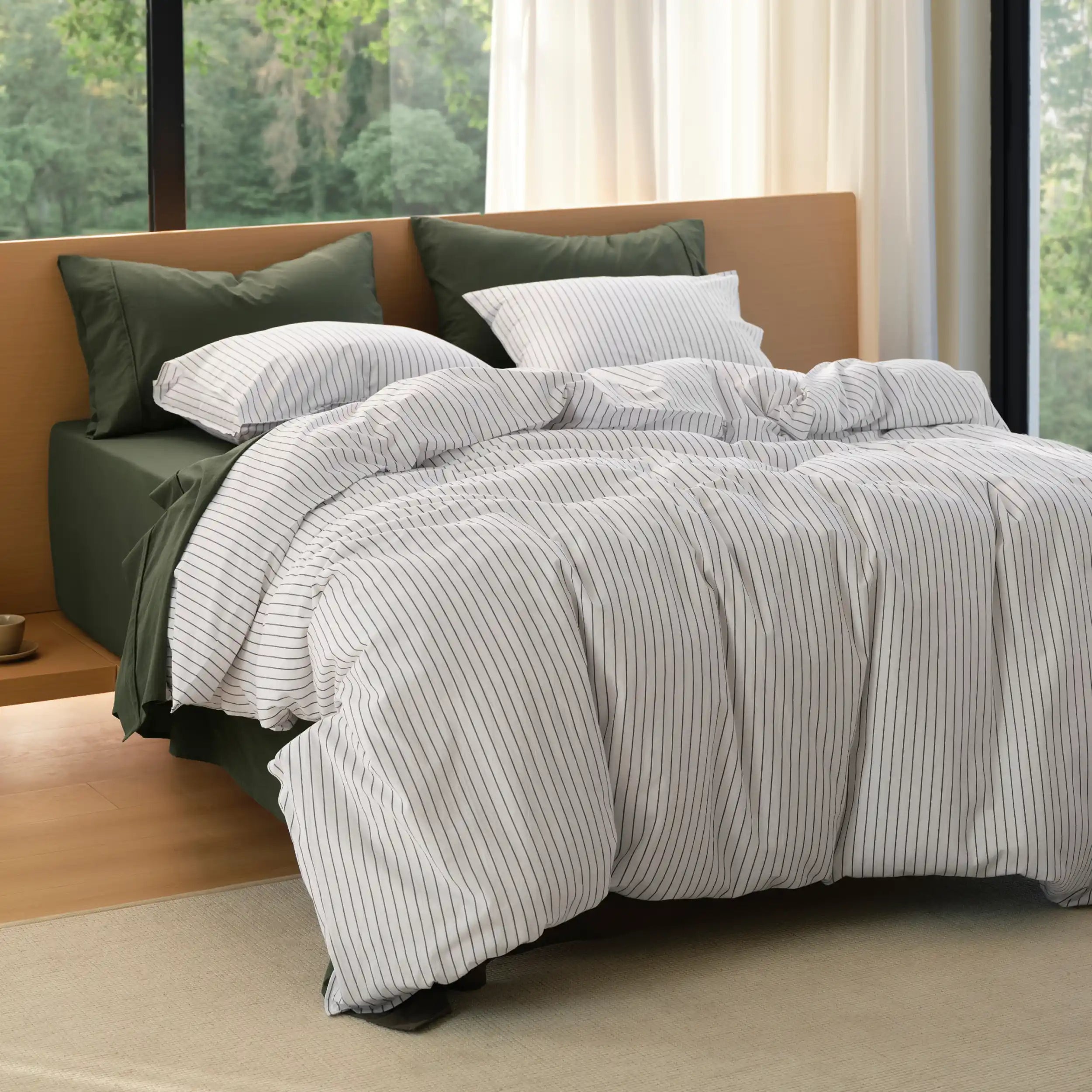 PureWoven™ Washed Cotton Striped Duvet Cover Set