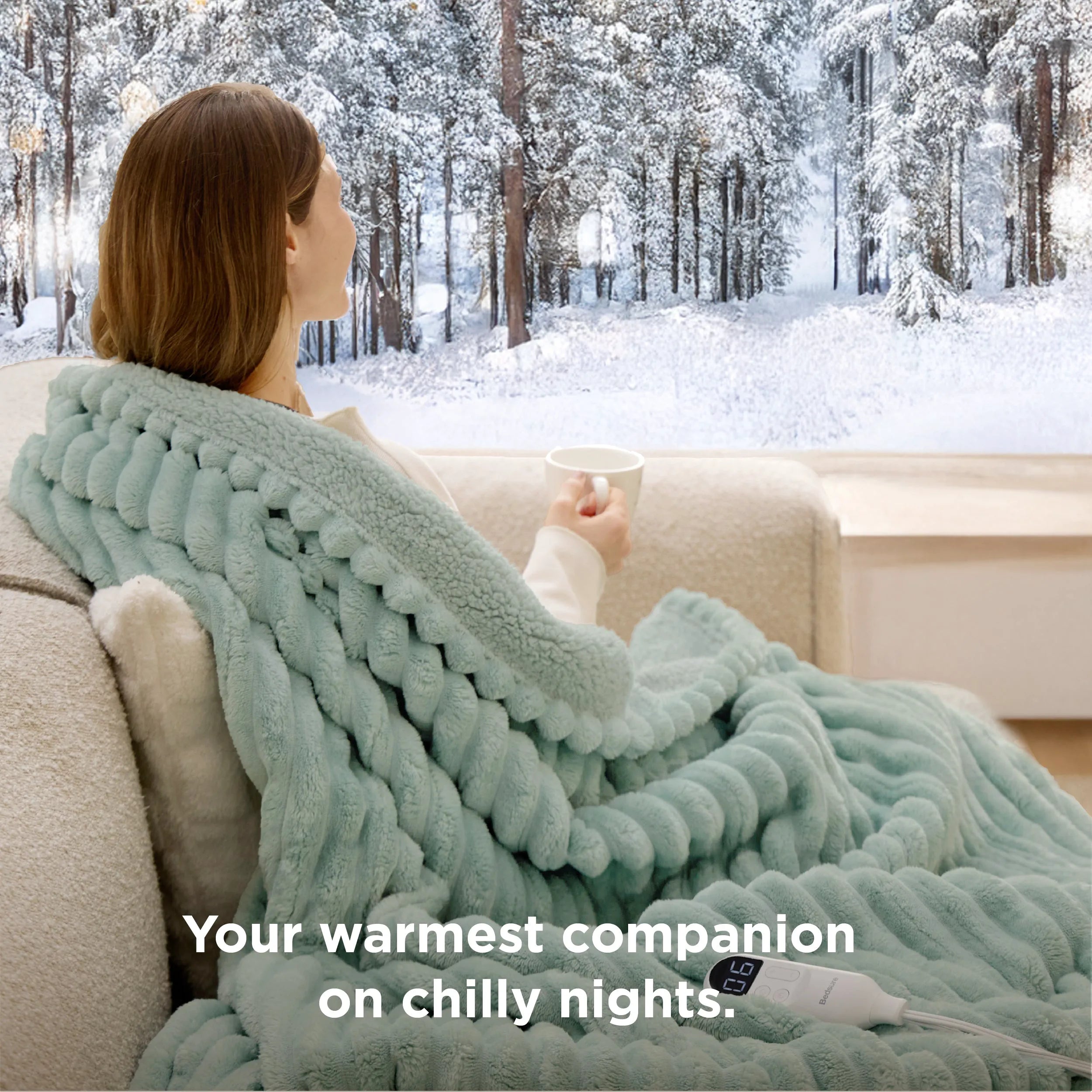 Heated Striped Flannel Blanket