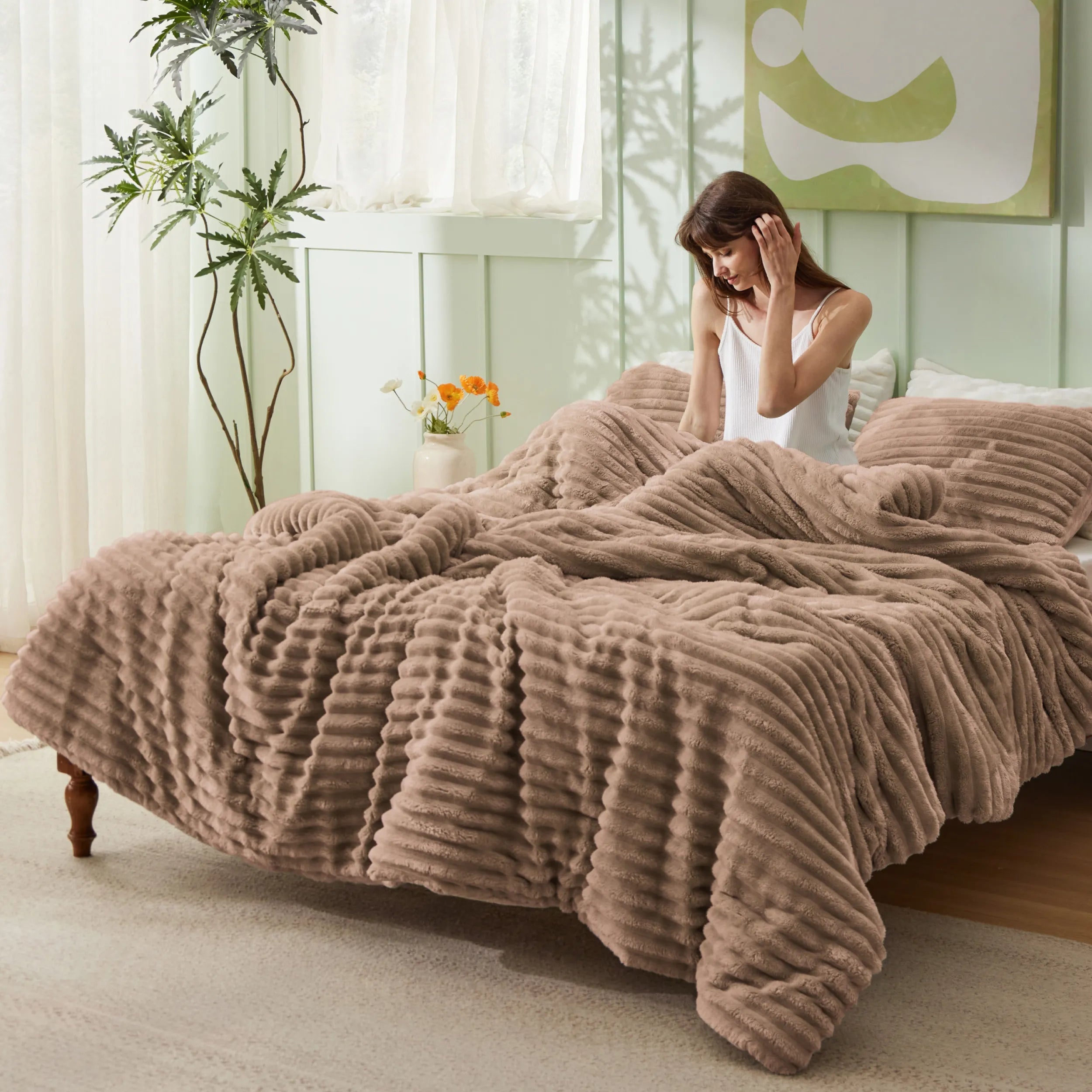 Striped Flannel Comforter Set