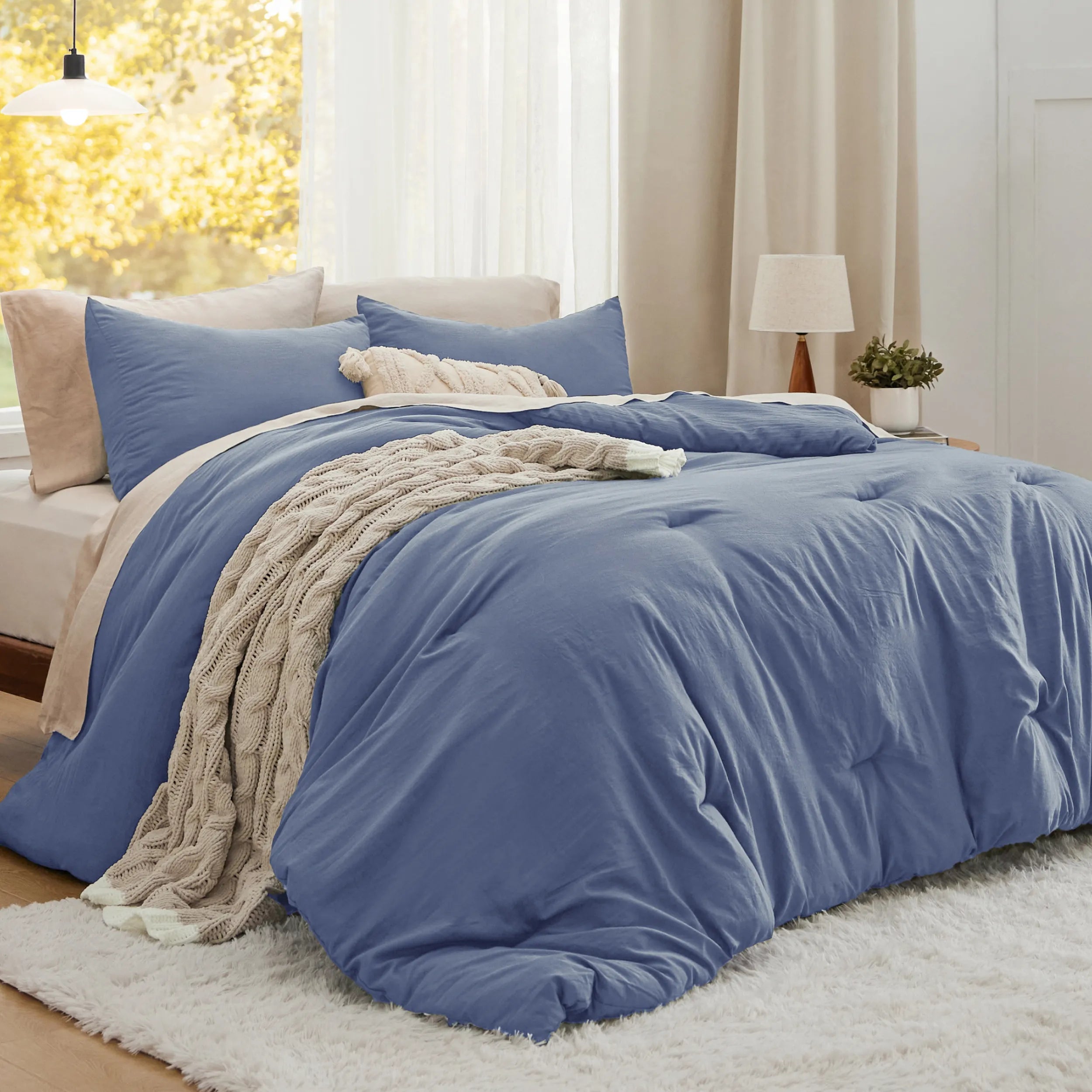 Pre-Washed Solid Comforter Set