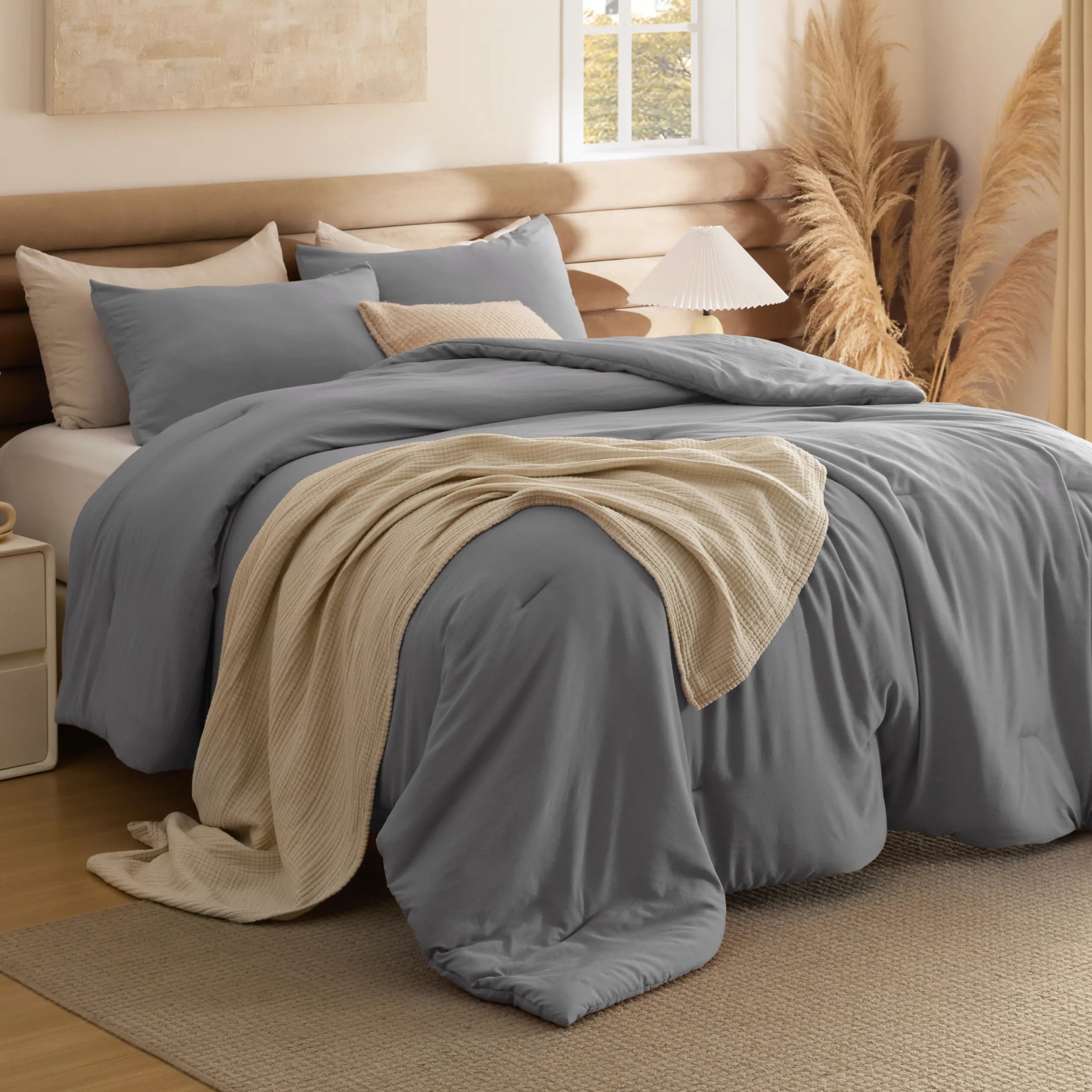 Pre-Washed Solid Comforter Set