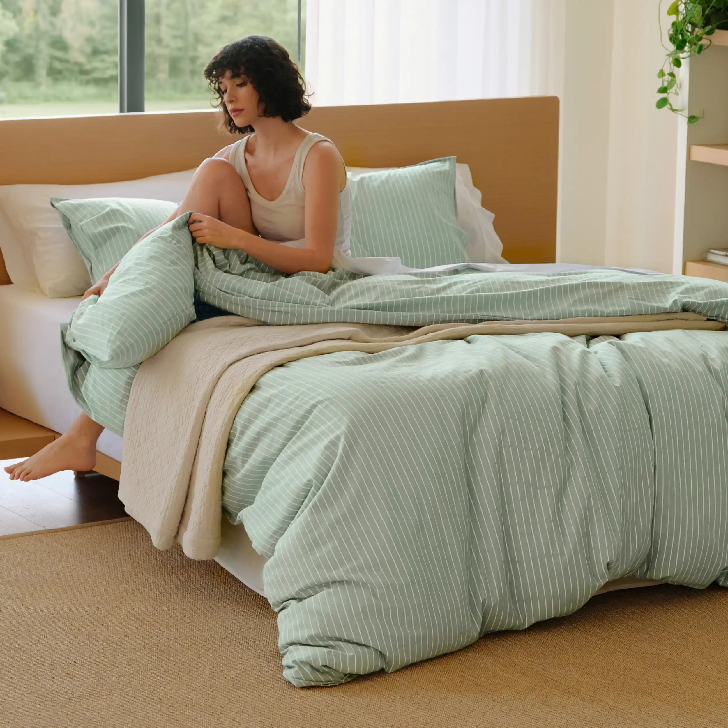 PureWoven™ Washed Cotton Striped Duvet Cover Set