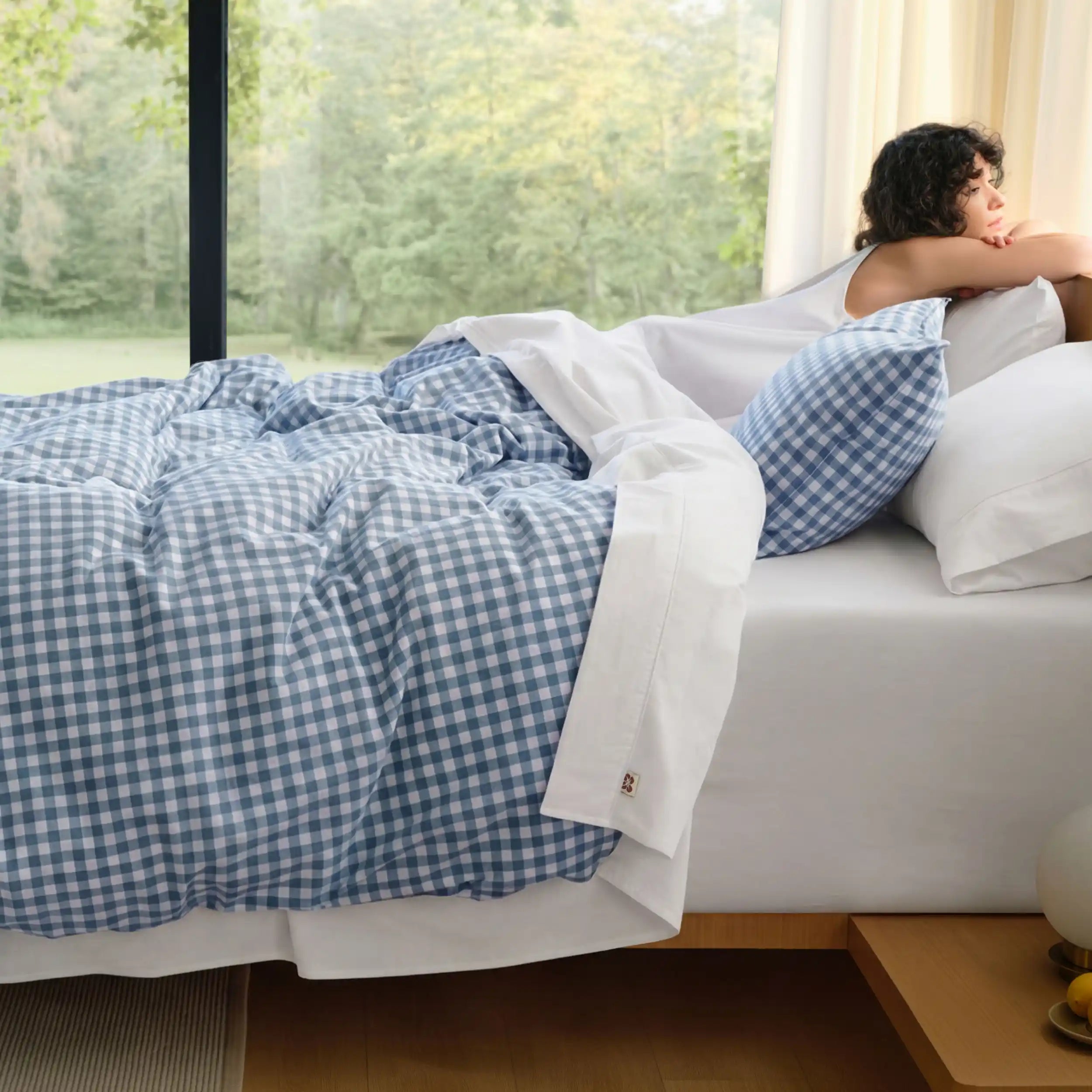 PureWoven™ Washed Cotton Gingham Duvet Cover Set