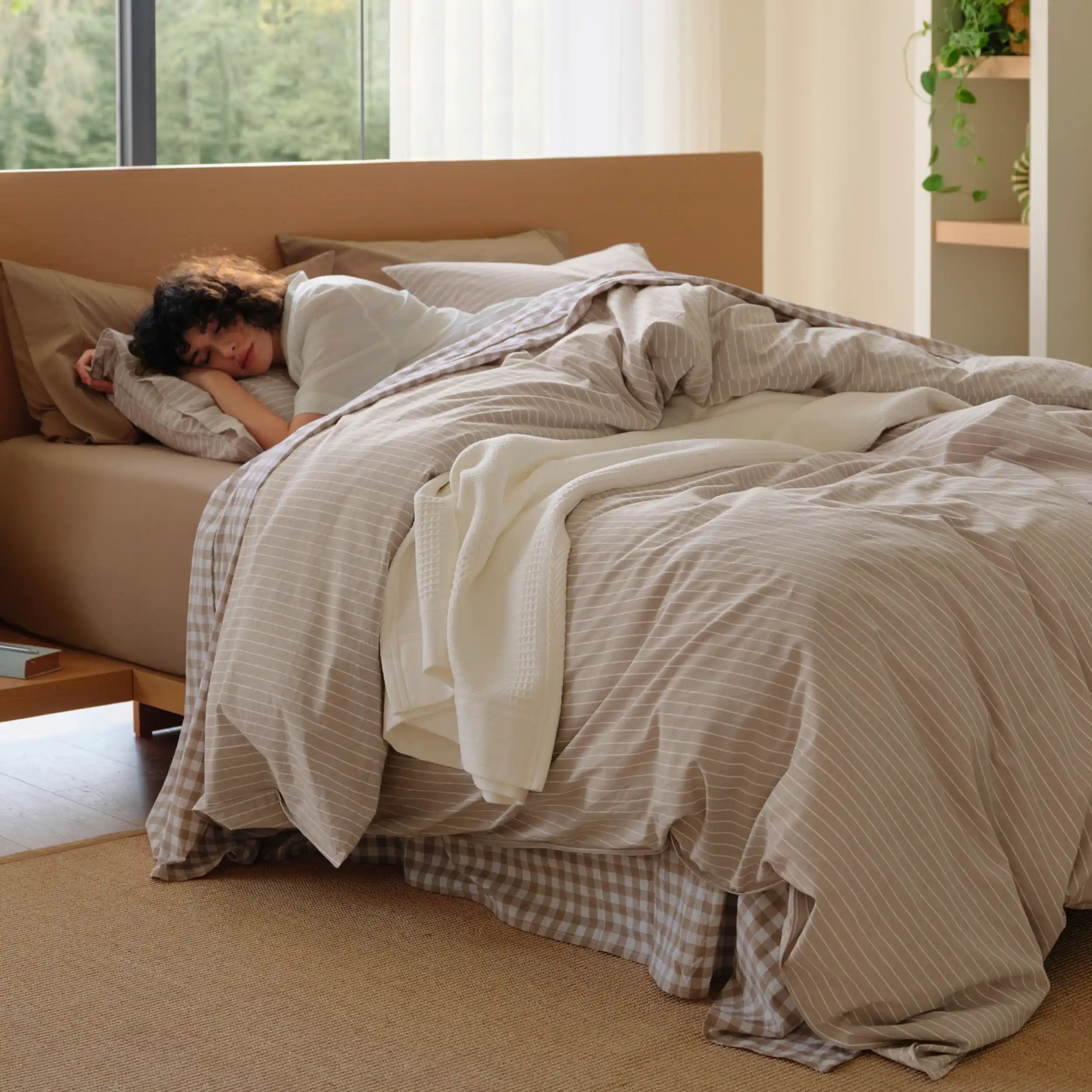 PureWoven™ Washed Cotton Striped Duvet Cover Set