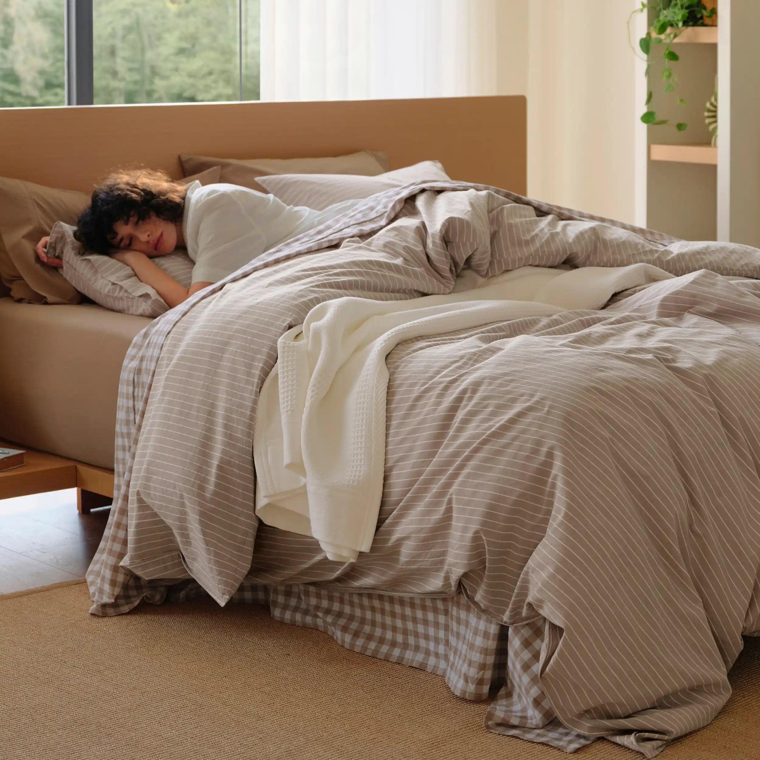 PureWoven™ Washed Cotton Striped Duvet Cover Set