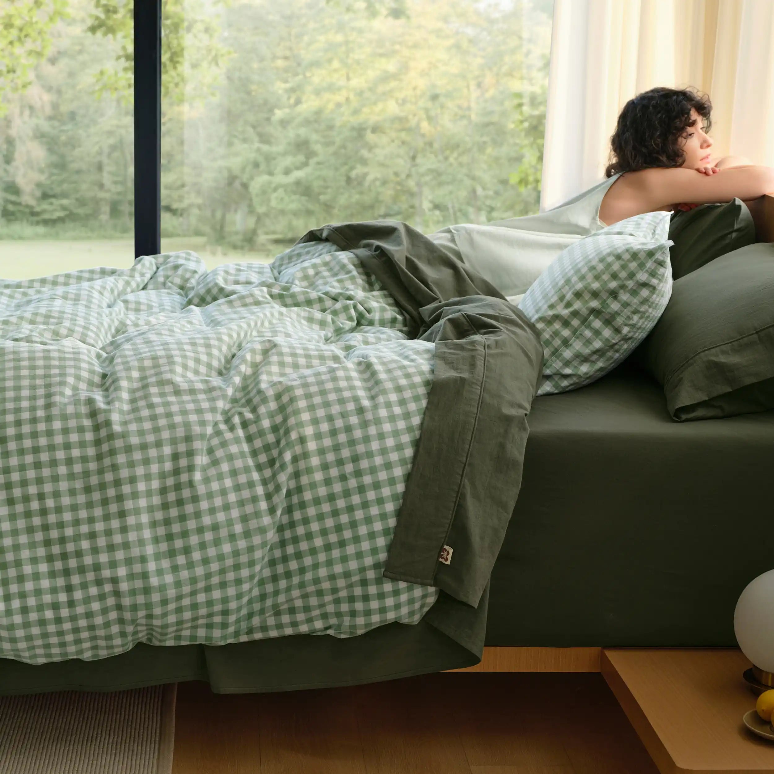 PureWoven™ Washed Cotton Gingham Duvet Cover Set