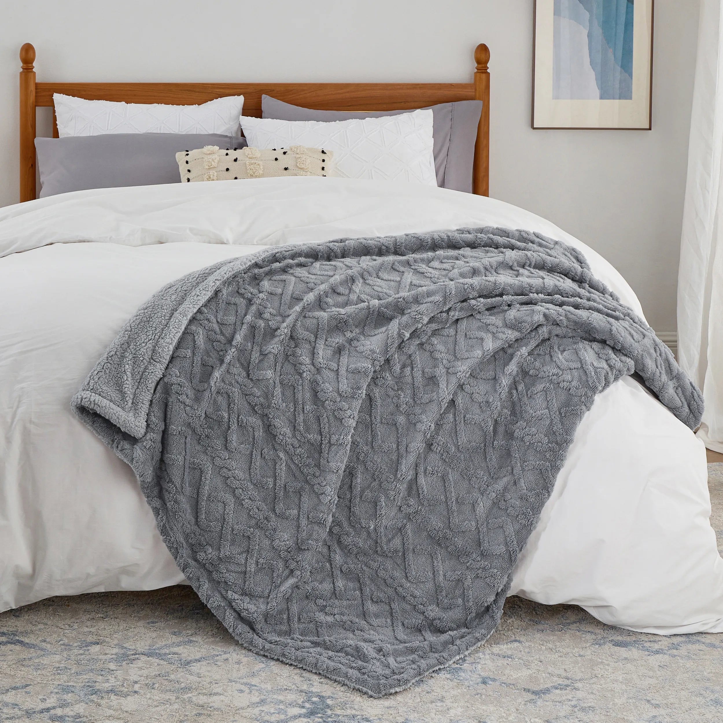 Cozy Sherpa Throw Blanket for Couch