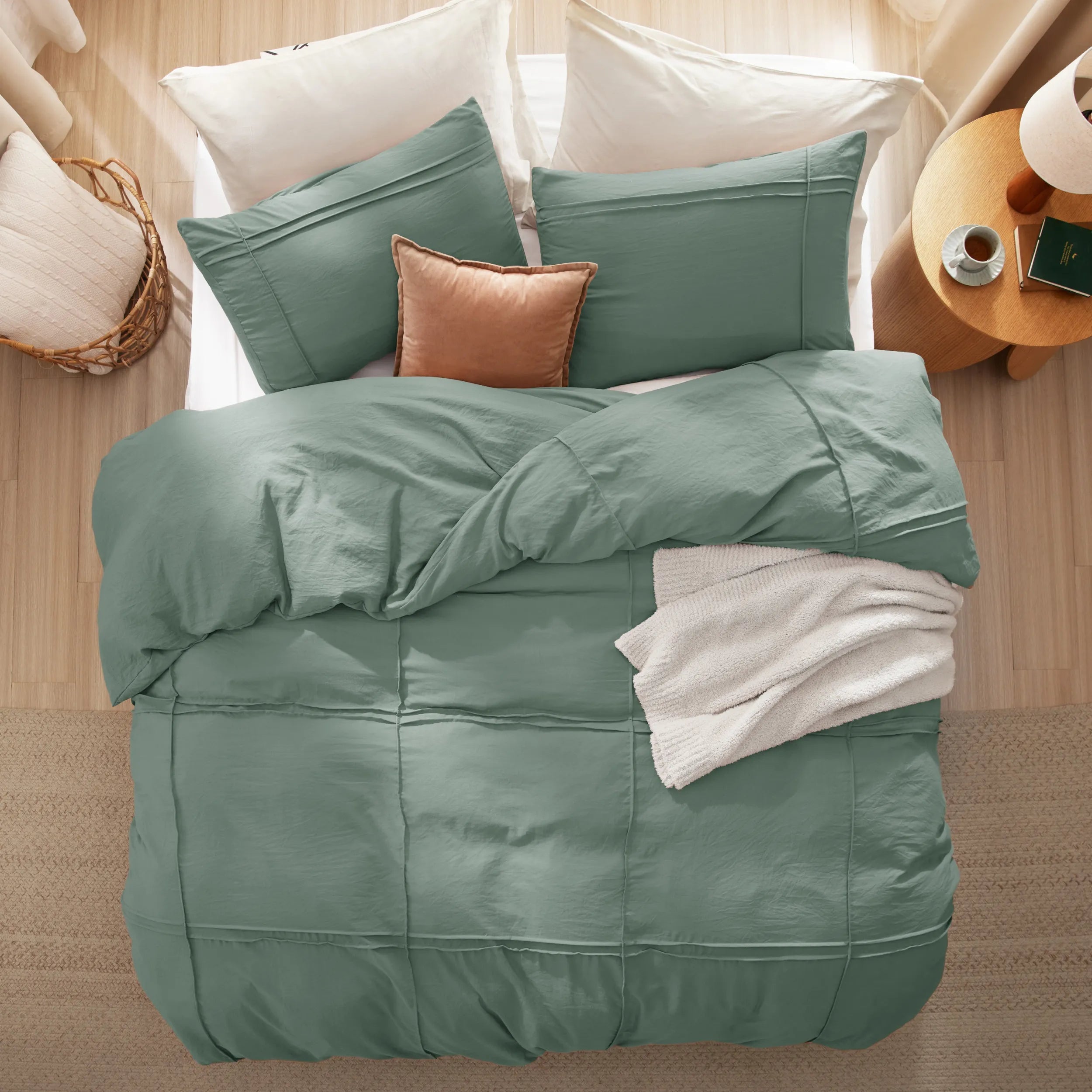 Striped Tufted Embroidered Duvet Cover Set
