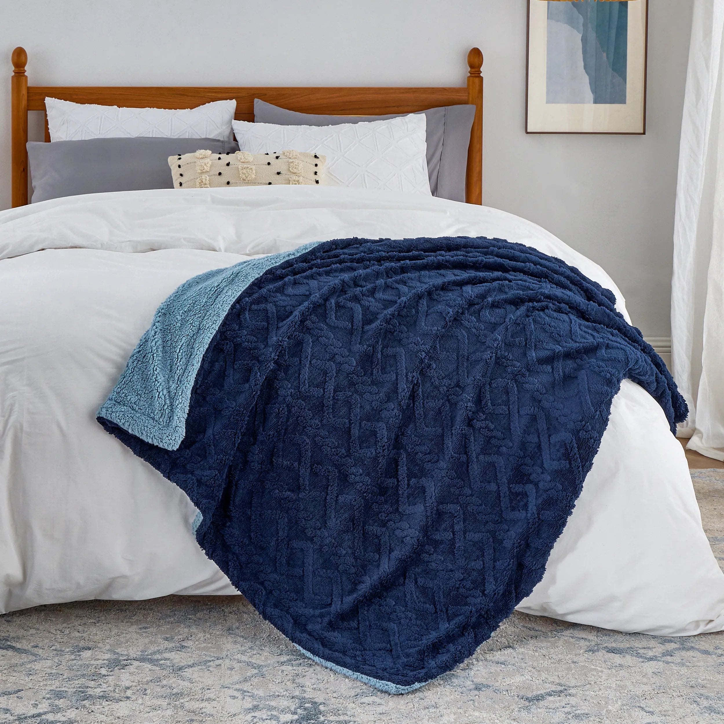 Cozy Sherpa Throw Blanket for Couch